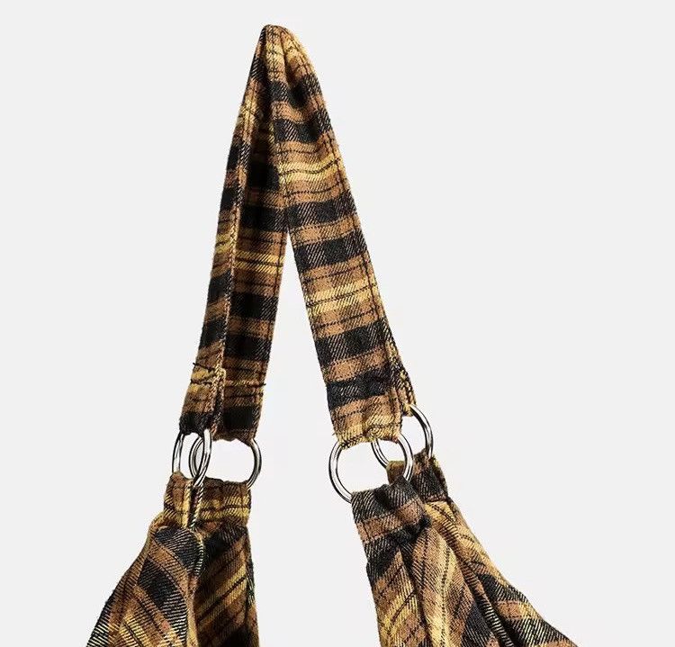 Vintage Streetwear Vintage Style Shoulder Shopping Plaid Canvas Bag Size ONE SIZE - 9 Thumbnail