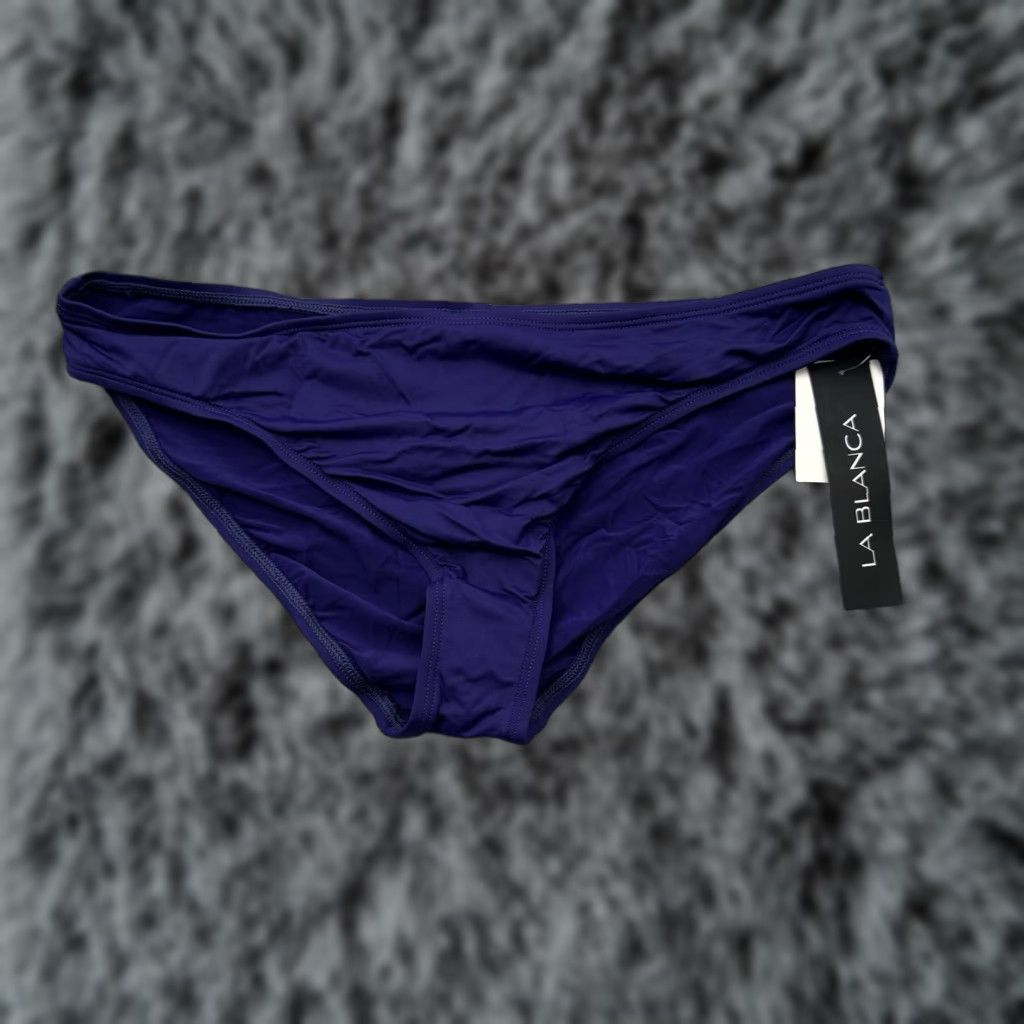 Vintage La Blanca Bikini Bottom Womens Size 14 Lined Solid Nylon Spandex Purple Beach Beachwear 90% Nylon 10% Spandex Womens Size 36" / US 14 / IT 50 - 1 Thumbnail