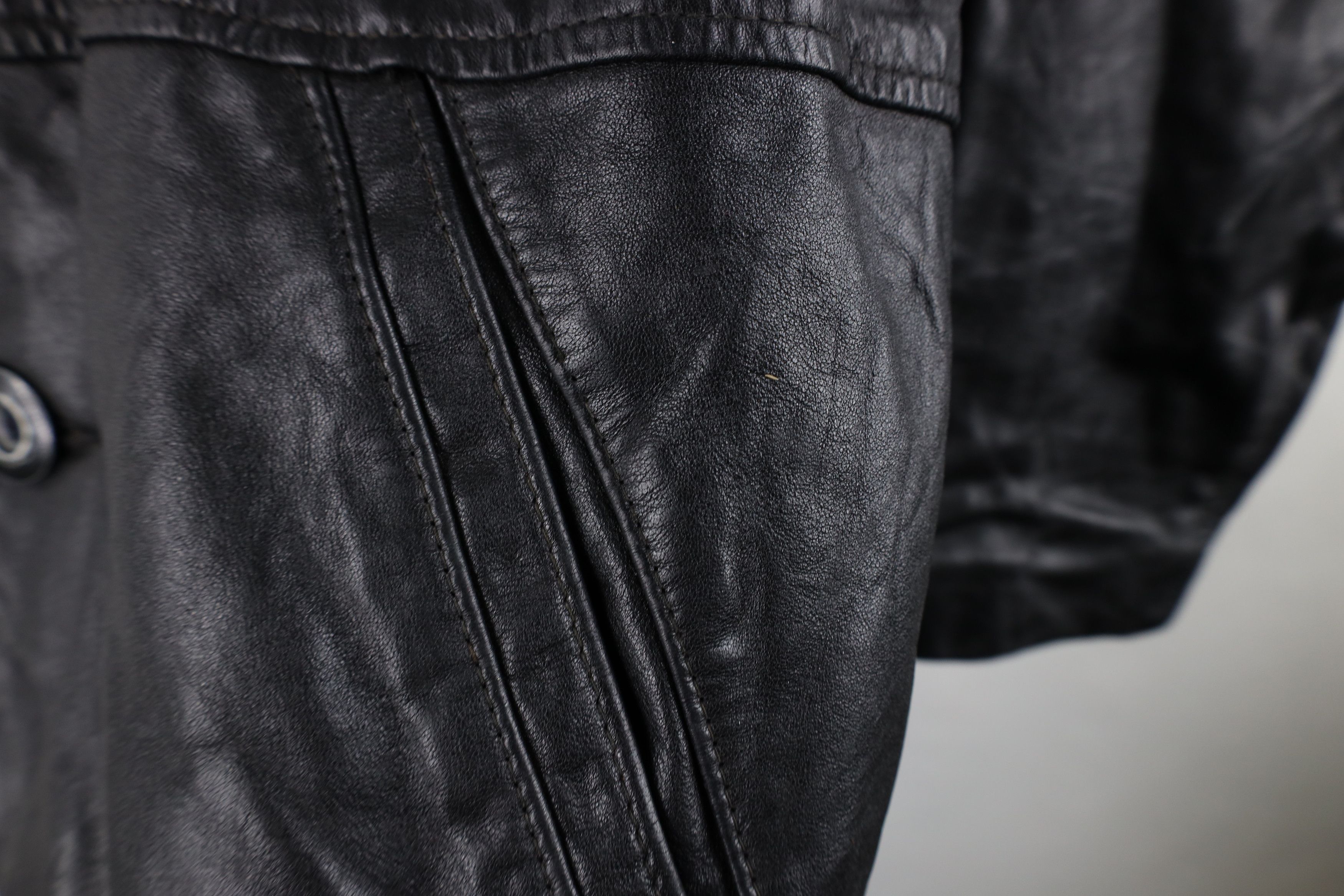 Vintage Vintage 60s 70s Streetwear Leather Jacket Coat Black USA Size US XXL / EU 58 / 5 - 4 Thumbnail