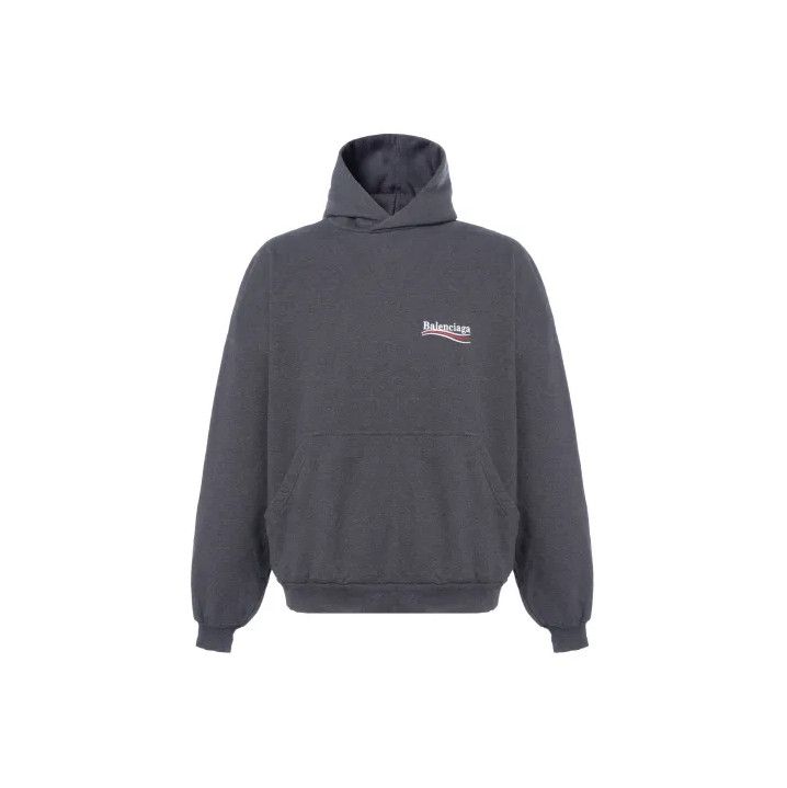 Balenciaga Balenciaga Gray Logo Print Hooded Sweatshirt Size US M / EU 48-50 / 2 - 1 Thumbnail