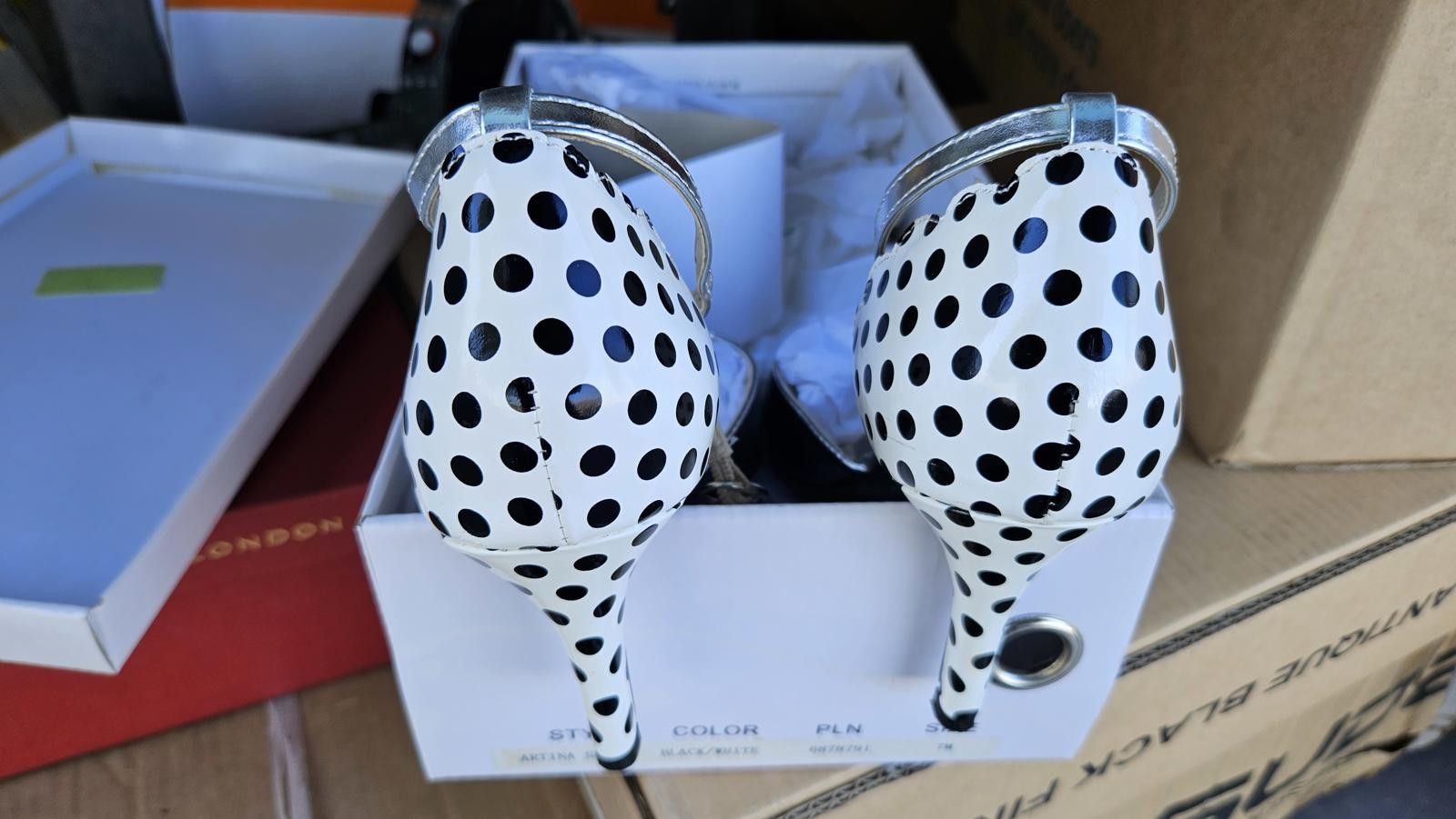 Ashworth ASHRO Artina Women's Black and White Polka Dot Heels Size US 7 / IT 37 - 2 Thumbnail