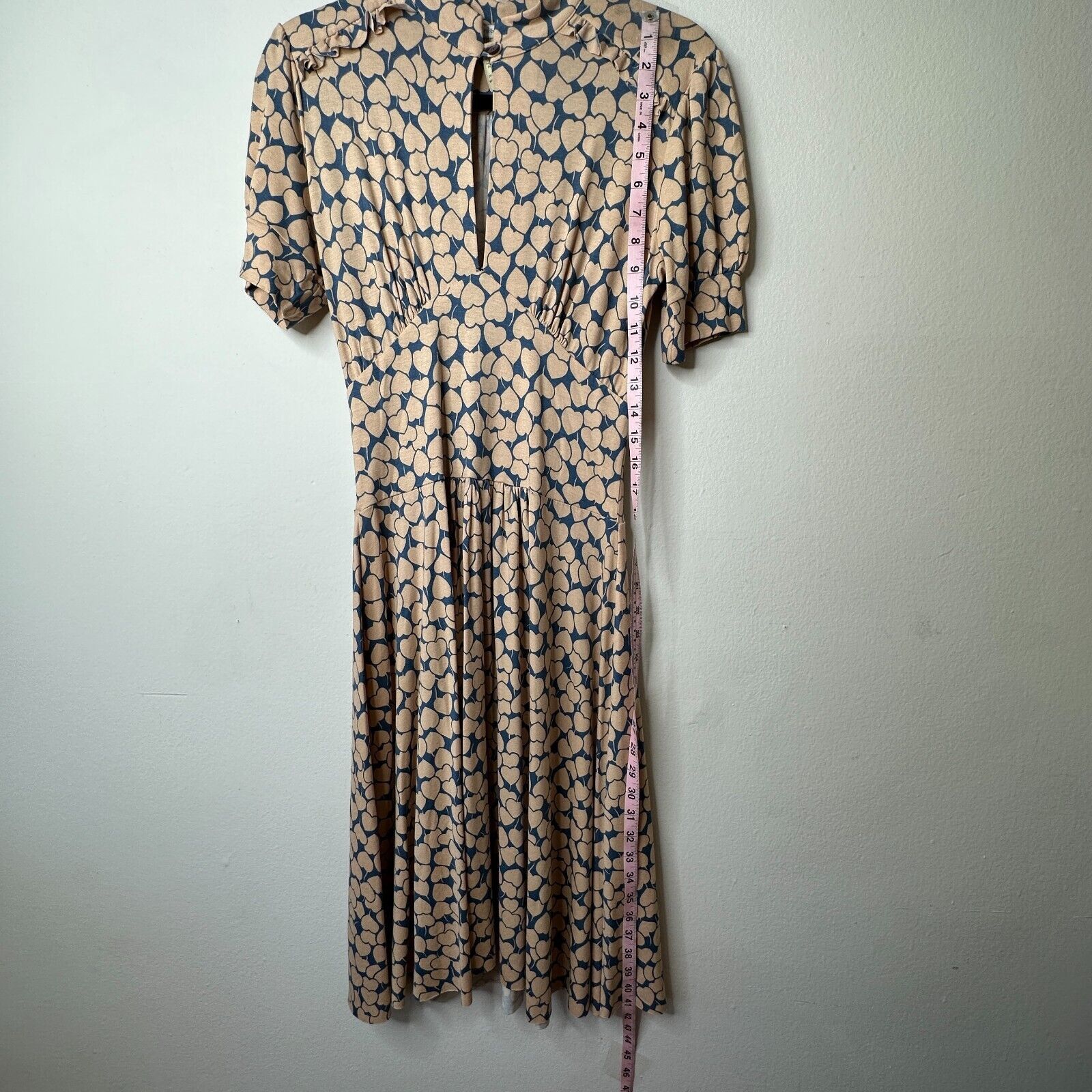 Anthropologie Maria Bonita Extra Blue Tan Heart Keyhole Front Maxi Dress M Size M / US 6-8 / IT 42-44 - 12 Thumbnail