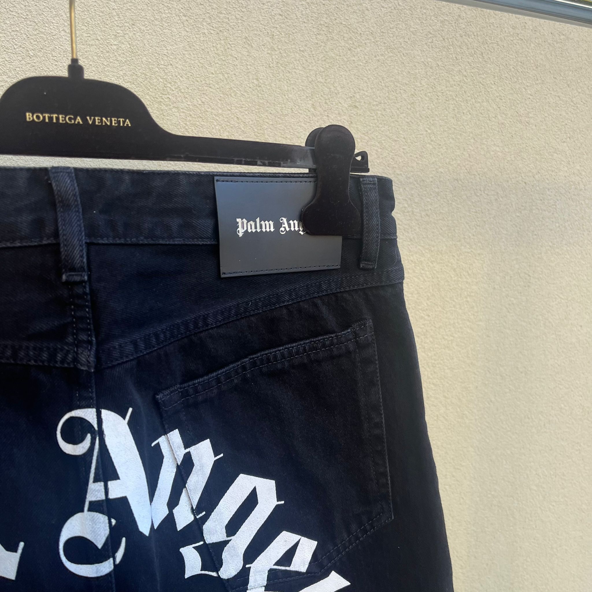Palm Angels White Print Classic Logo Denim in Black Size US 32 / EU 48 - 13 Thumbnail