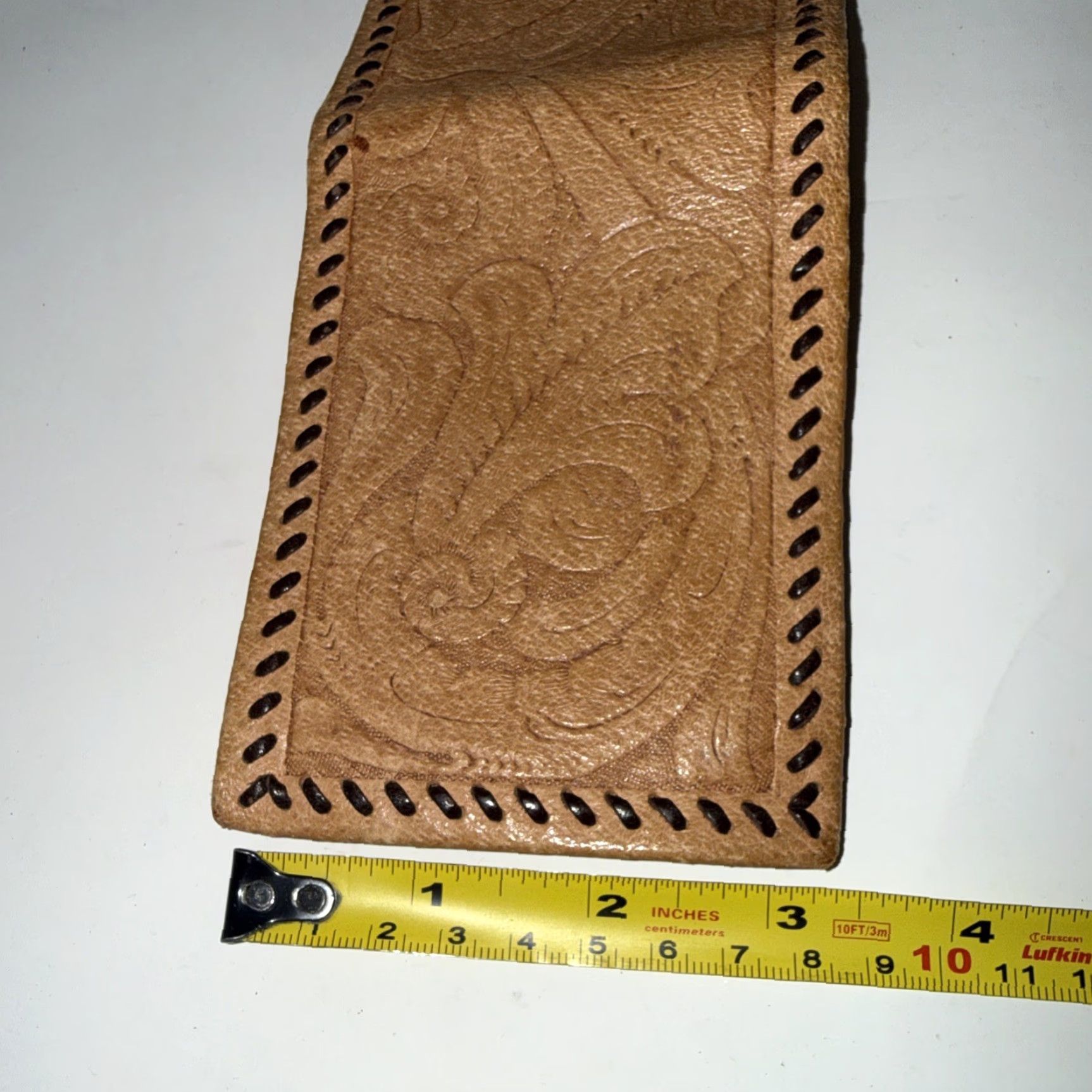 Vintage VINTAGE Hand Tooled Leather Bifold Wallet Western Floral Braided Edge Brown Adult Unisex Wallet Brown Western Floral Design Vintage Size ONE SIZE - 6 Thumbnail
