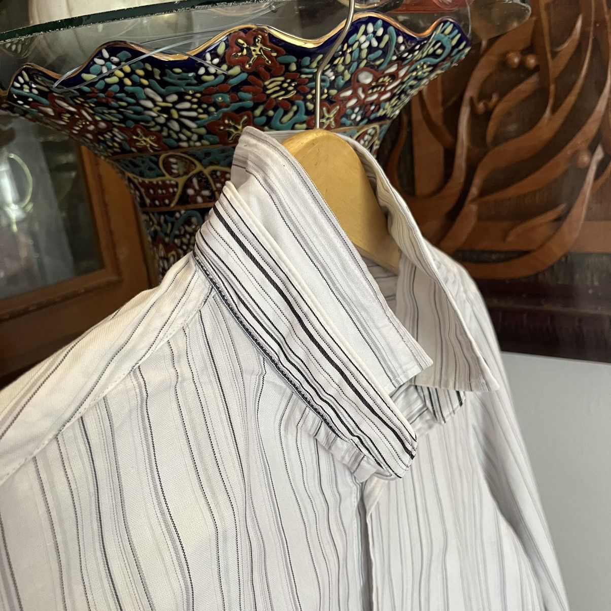 Tornado Mart Tornado Mart Reverse Double Collar Striped Shirt Size US L / EU 52-54 / 3 - 11 Thumbnail