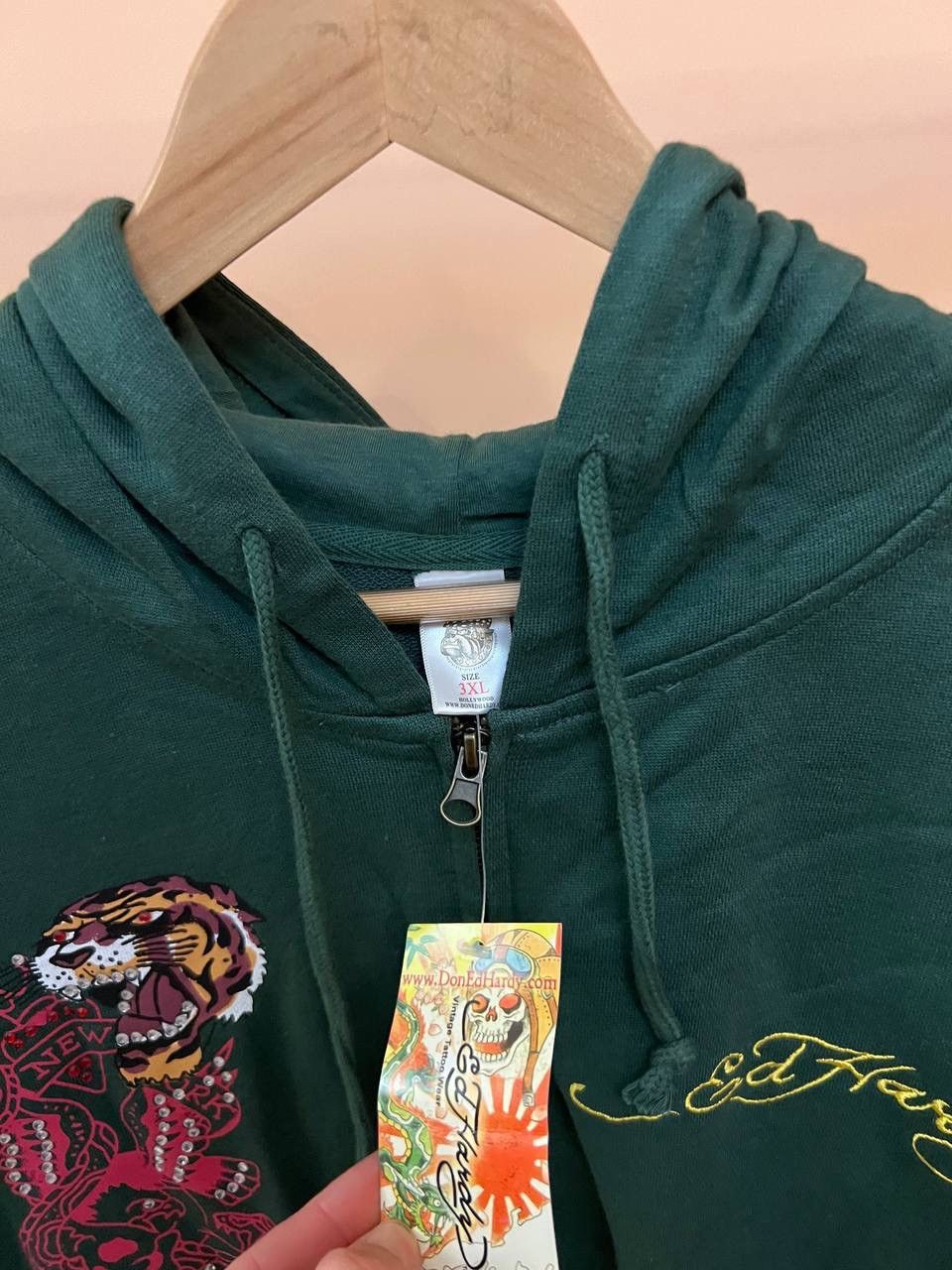Christian Audigier × Ed Hardy NEW! Ed Hardy Tiger ZIP UP HOODIE VINTAGE Patches audiger Size US XXL / EU 58 / 5 - 10 Thumbnail