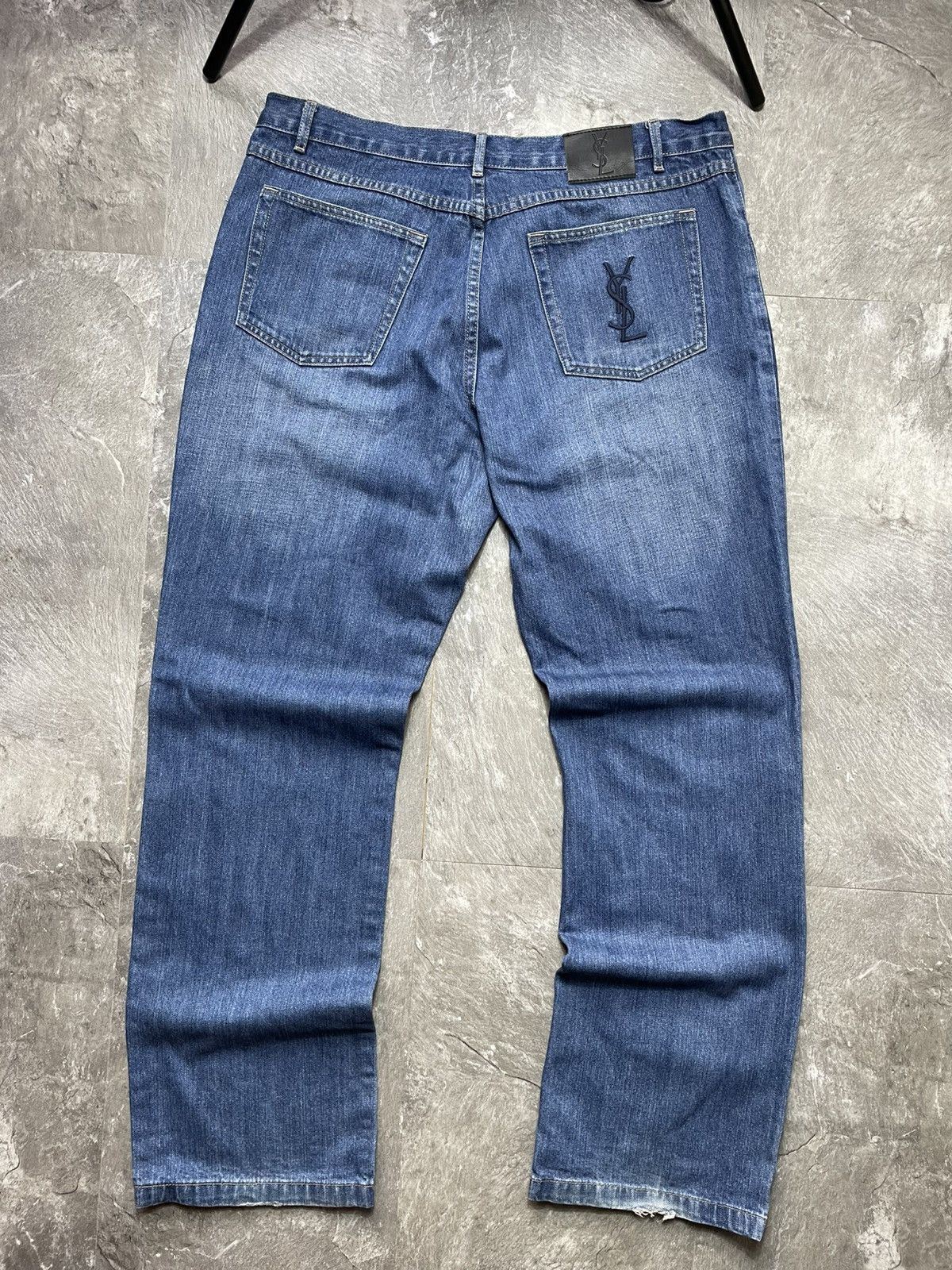 Yves Saint Laurent Yves Saint Lauren Baggy Denim Pants YSL Embroidered Logo Y2k Size US 38 / EU 54 - 1 Thumbnail