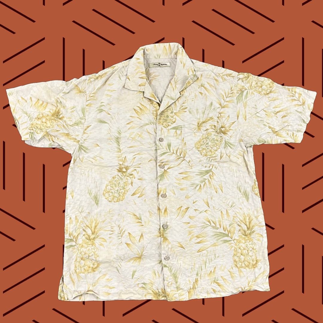 Tommy Bahama Tommy Bahama Shirt Mens Medium Yellow Silk Button Up Pineapple Hawaiian Resort Size US M / EU 48-50 / 2 - 1 Thumbnail