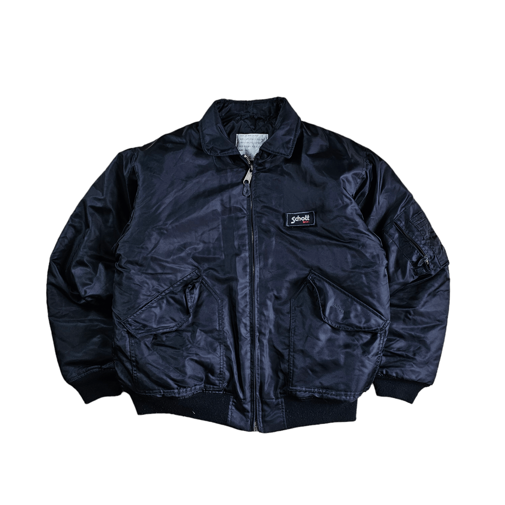 image of Bomber Jacket x Schott Nyc Ma1 Flyers Aviator Y2K Archive Jacket in Black, Men's (Size 2XL)