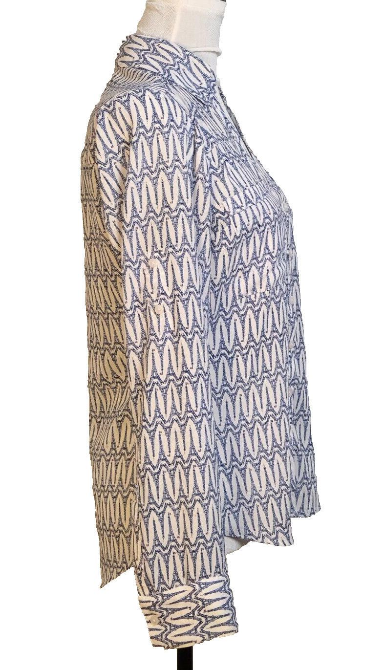 Express Express Portofino Size XS Blouse Eifel Tower Roll Tab Sleeve Size XS / US 0-2 / IT 36-38 - 3 Thumbnail