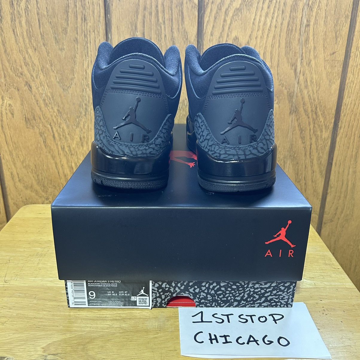Designer × Jordan Brand × Nike Air Jordan 3 Retro Black Cat 2025 CT8532-001 Men’s 9 NEW Size US 9 / EU 42 - 3 Thumbnail