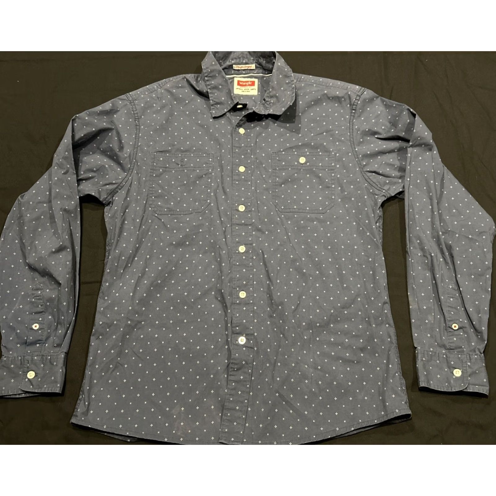 Wrangler Wrangler Shirt Mens L Flex for Comfort Long Sleeve Men Navy Button A30 Size US L / EU 52-54 / 3 - 2 Thumbnail