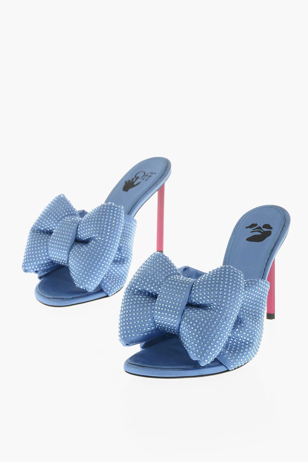 Off-White og1mm0426 Satin and Rhinestone Mules in Blue Size US 8 / IT 38 - 3 Thumbnail