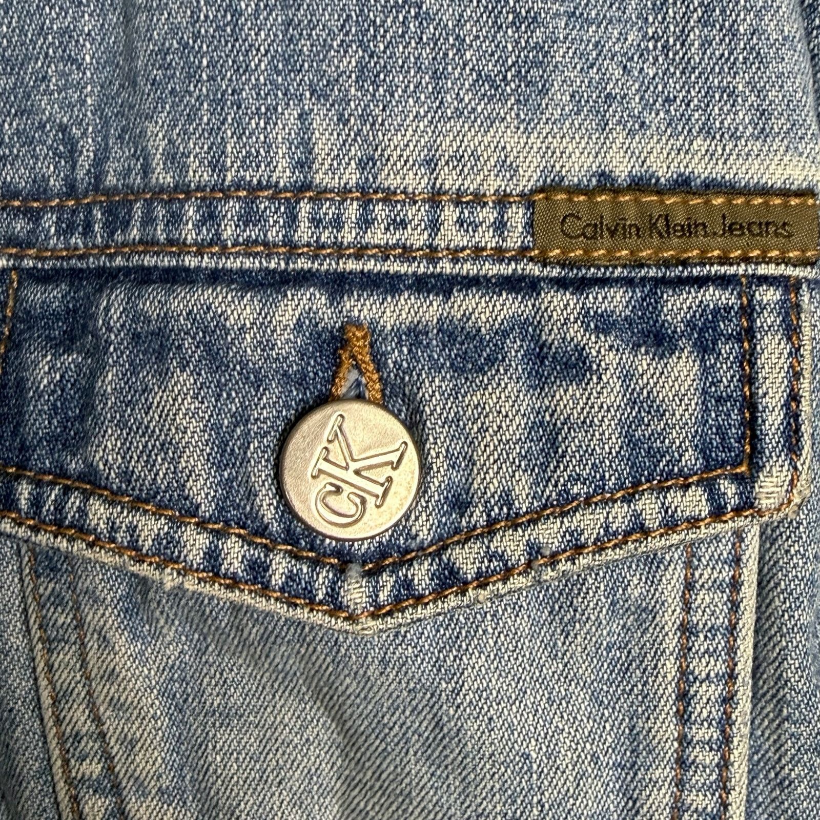 Calvin Klein Vintage 90s Calvin Klein Women's XL Blue Jean Denim Jacket Size XL / US 12-14 / IT 48-50 - 5 Thumbnail
