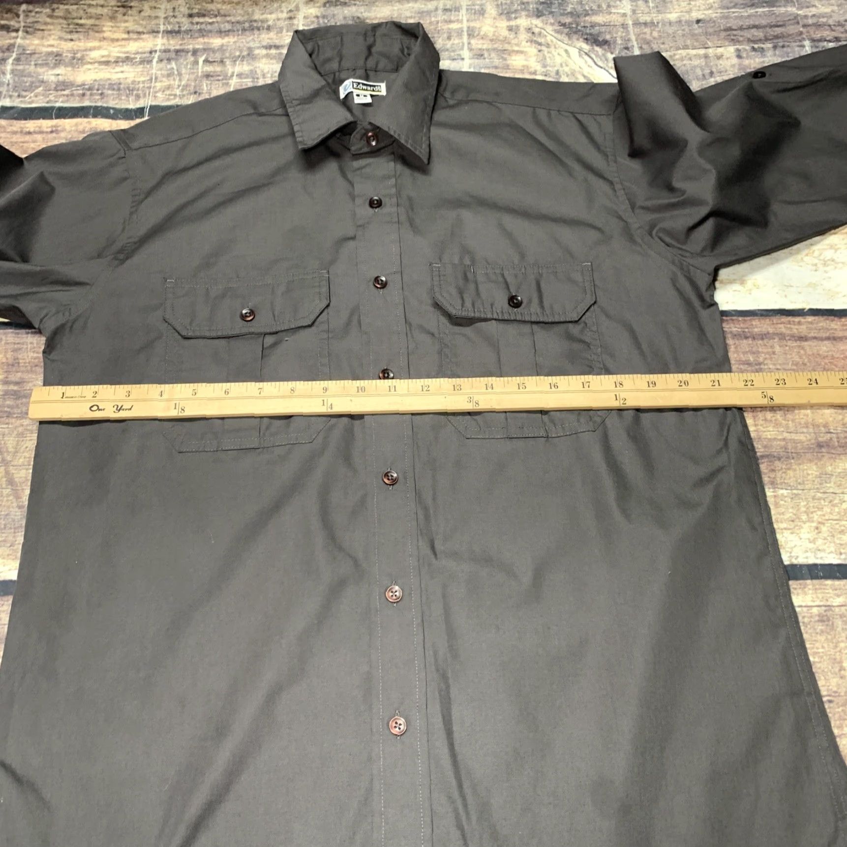 Vintage Edwards Mens Shirt Size Medium Long Sleeve Gray Button Down Size US M / EU 48-50 / 2 - 2 Thumbnail