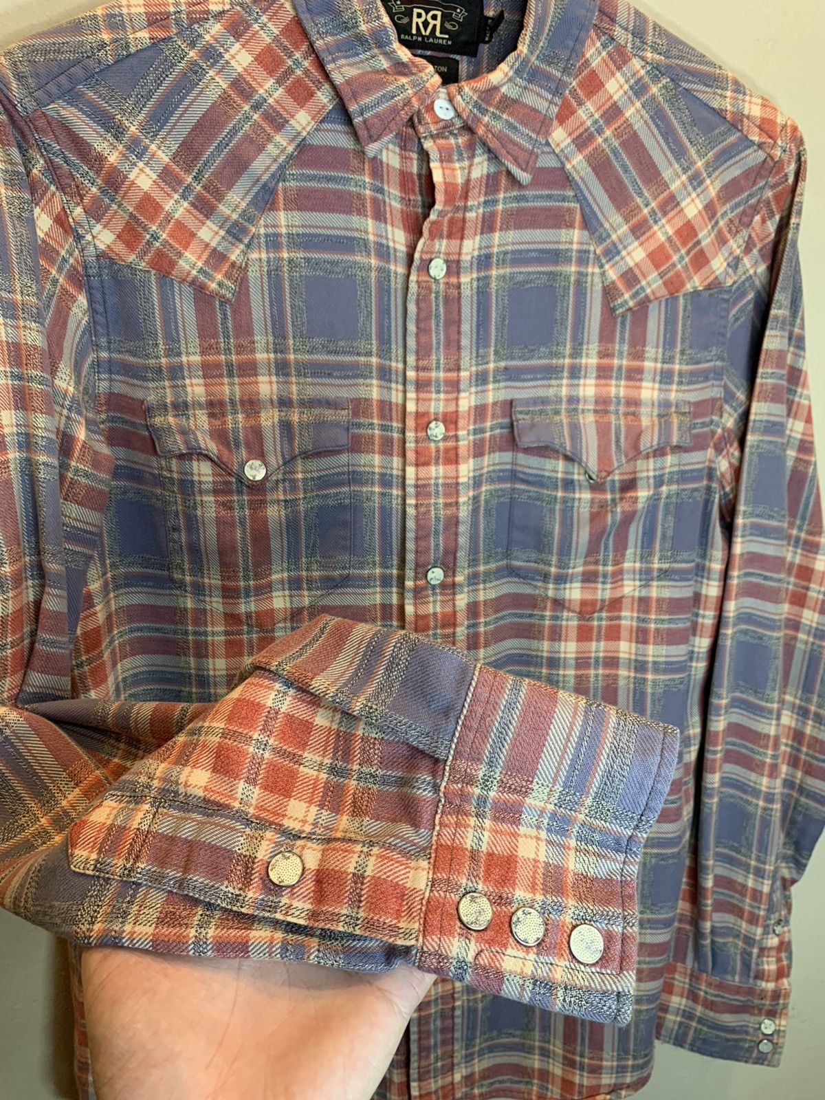 RRL Ralph Lauren RARE* RRL Ralph Lauren Plaid Distressed Western Button Shirt Size US S / EU 44-46 / 1 - 3 Thumbnail