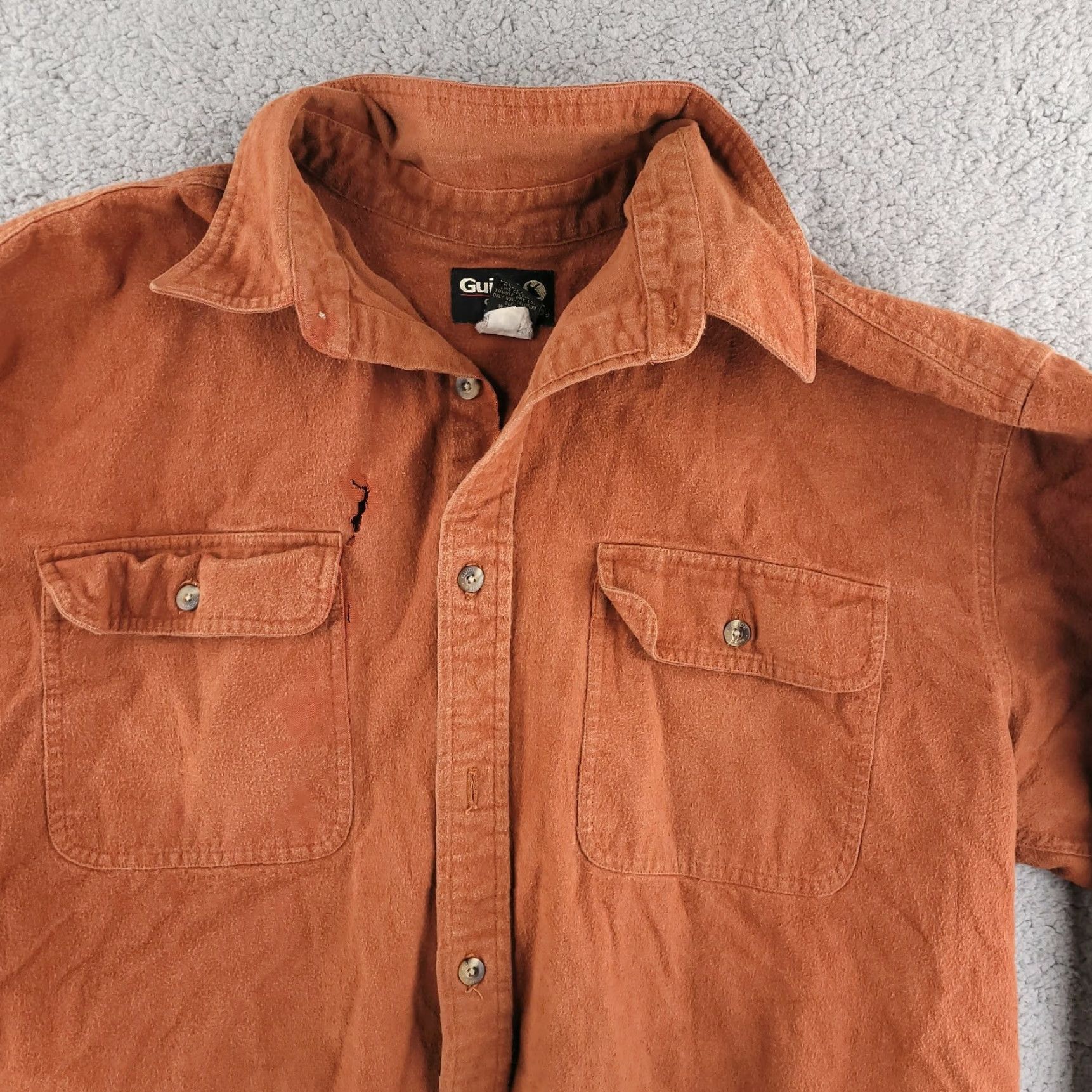 Vintage Guide Series Shirt Men's LT Orange Chore Heavyweight Button Up Tall Size L Size US L / EU 52-54 / 3 - 3 Thumbnail