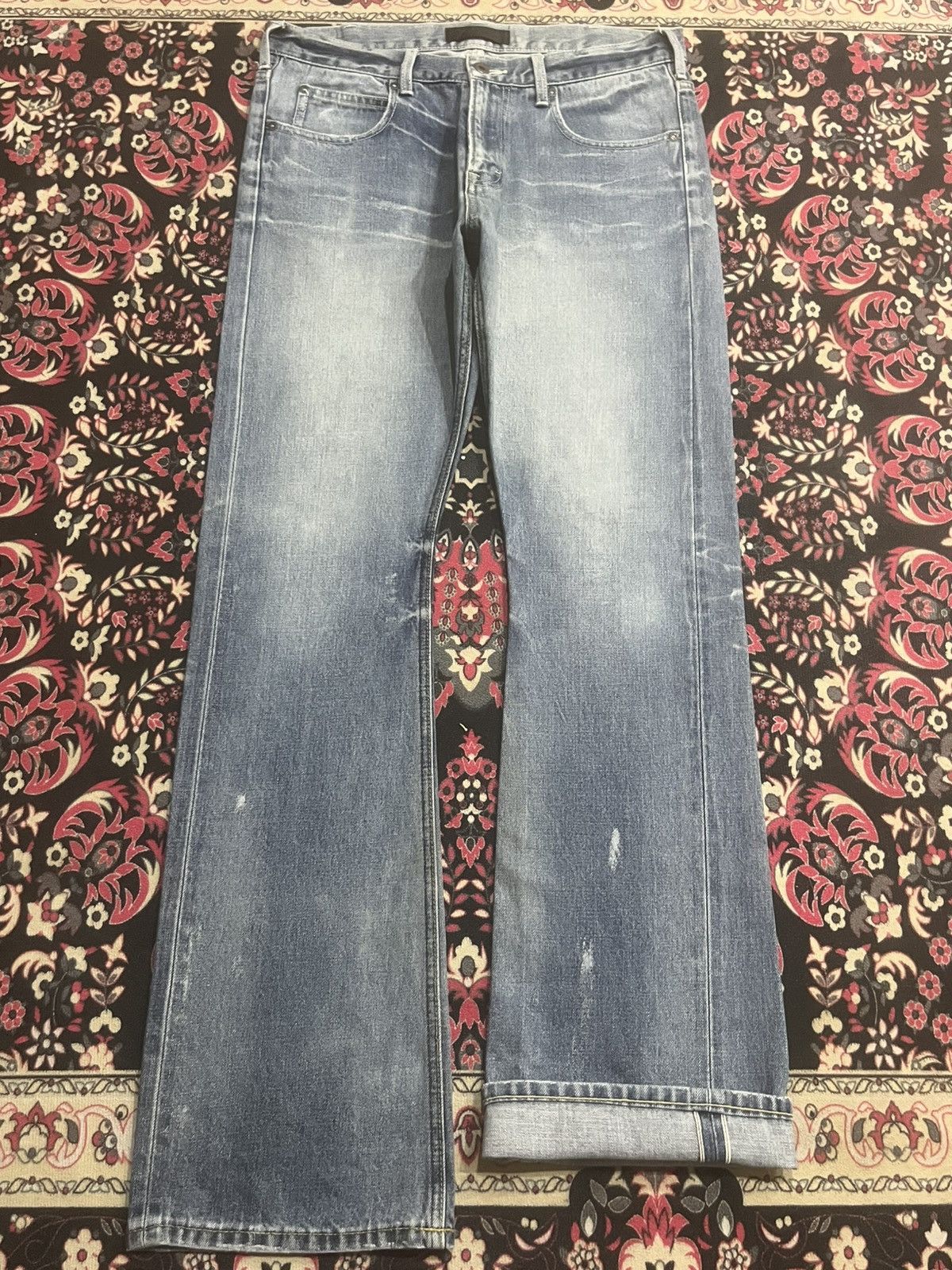 JACKROSE Jackrose X Luv Maison Blue Faded Washed Selvedge Flare Jeans Size US 30 / EU 46 - 1 Thumbnail