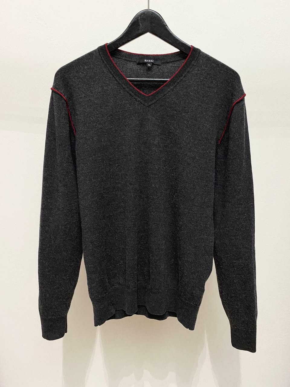 Gucci Gucci x Tom Ford Web Stripe Gray Wool V Neck Sweater Y2K Size US XL / EU 56 / 4 - 2 Thumbnail