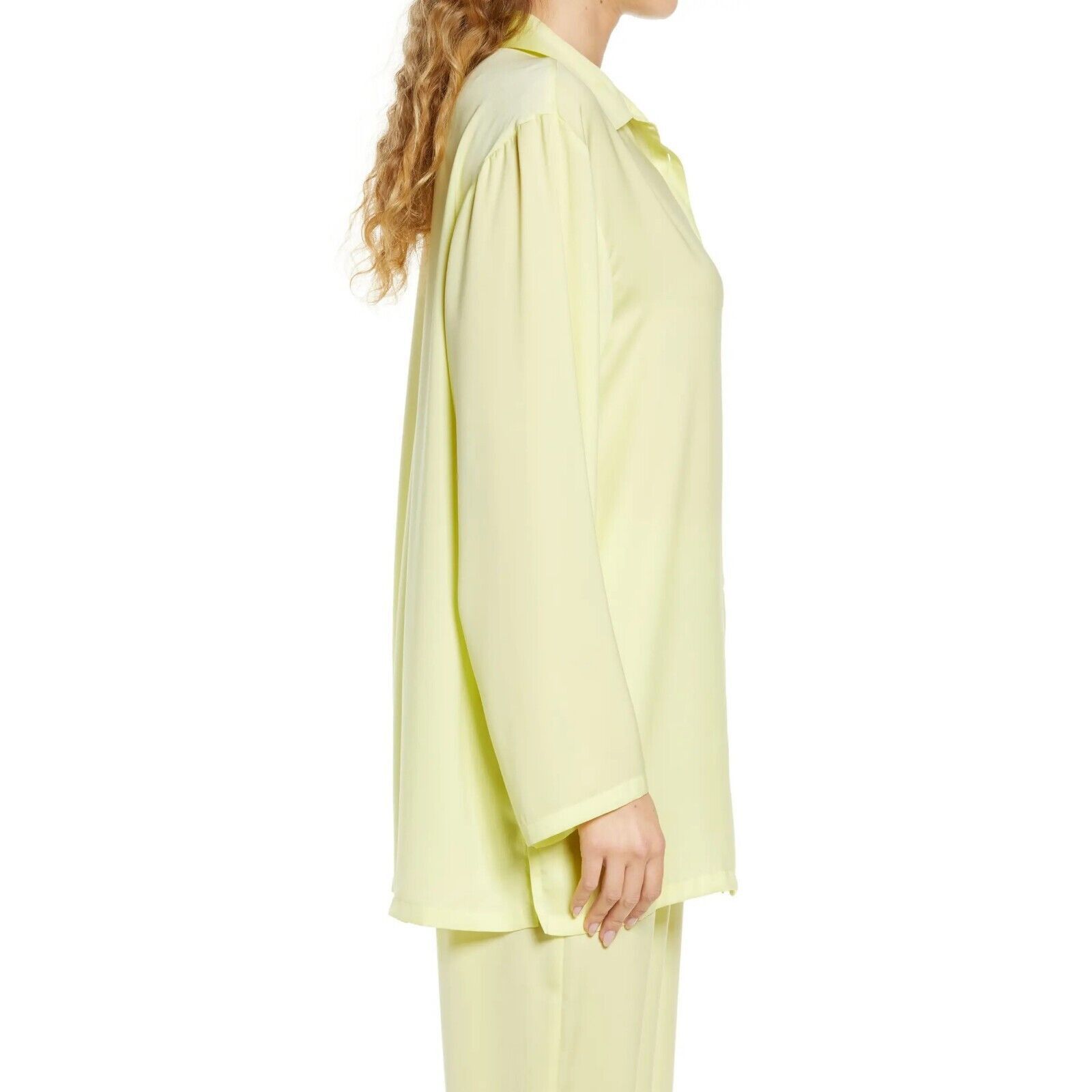 The Unbranded Brand Open Edit Women Yellow Satin Oversize Sleep Shirt Size M Size ONE SIZE - 3 Thumbnail