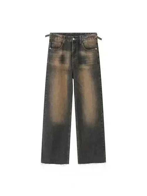 Japanese Brand × Jean Retro distressed straight-leg wide-leg jeans Size US 32 / EU 48 - 4 Thumbnail