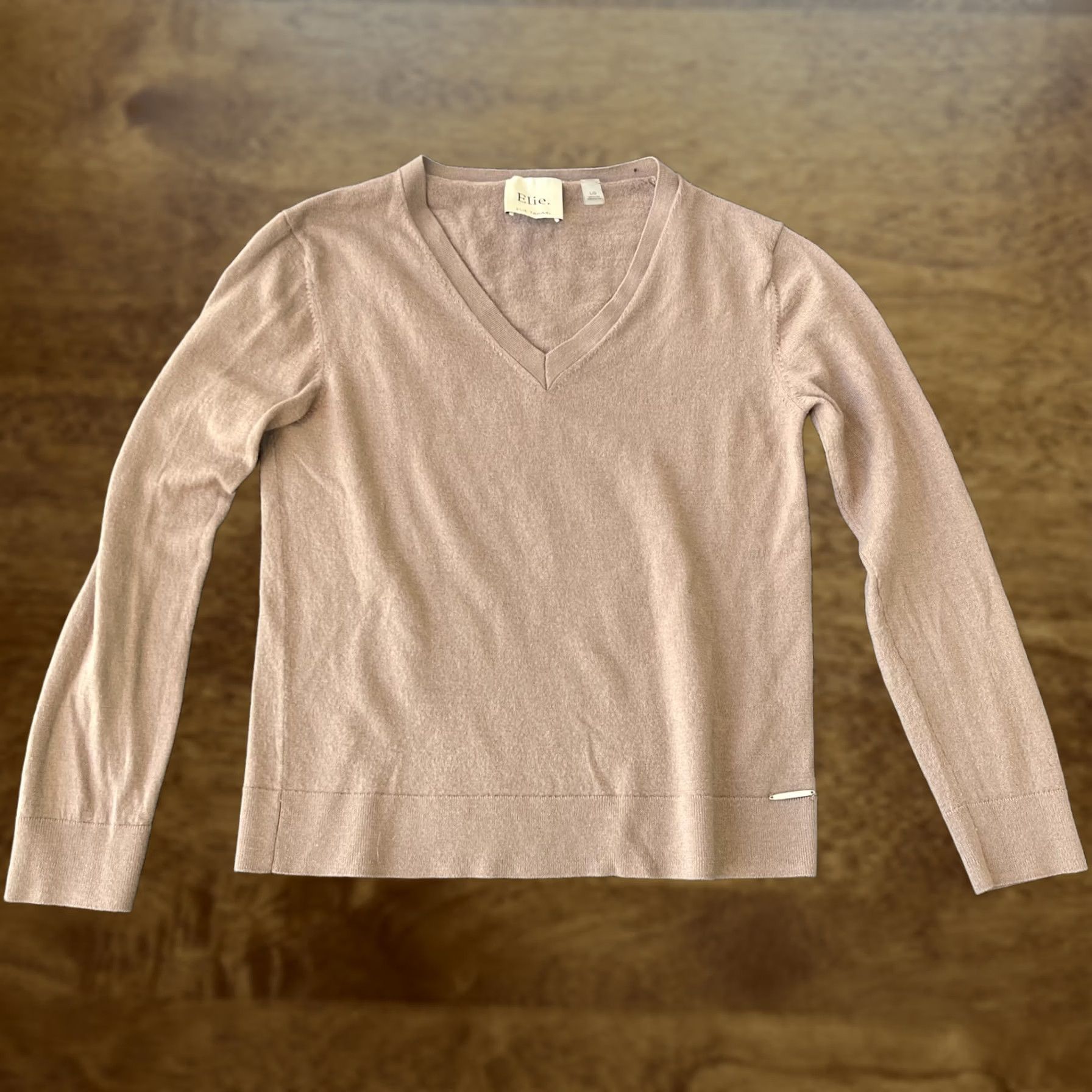 Elie Tahari Elie Tahari Sweater Womens Large Brown V Neck Long Sleeve Lightweight Pullover Size L / US 10 / IT 46 - 1 Thumbnail
