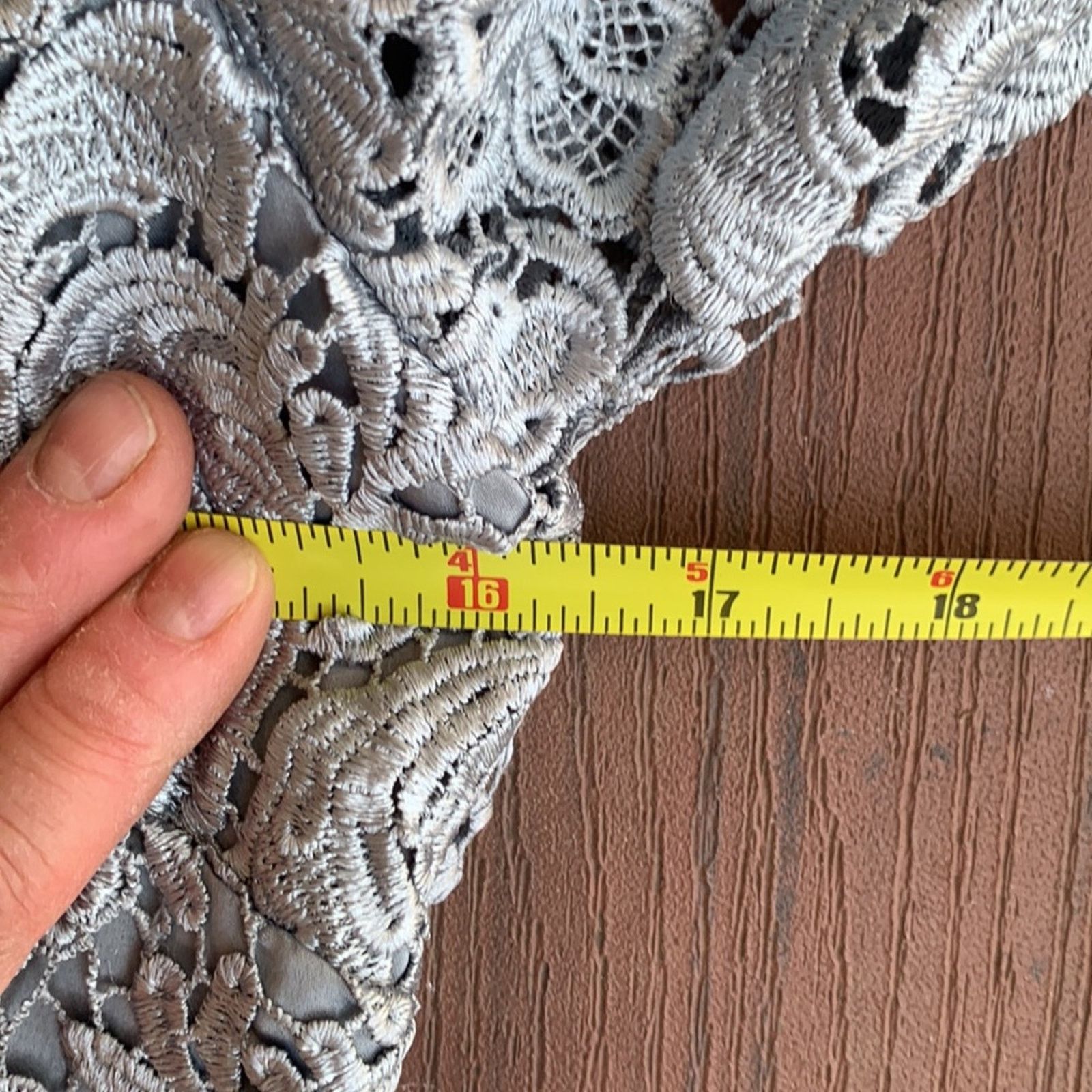 Vintage Eliza J. gray silver lace overlay 3/4 sleeves cocktail dress Size S / US 4 / IT 40 - 13 Thumbnail
