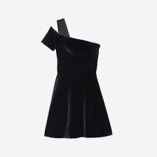 Sandro Sandro Velvet Mini Dress Dark Navy almost black One-Shoulder Size S / US 4 / IT 40 - 3 Thumbnail
