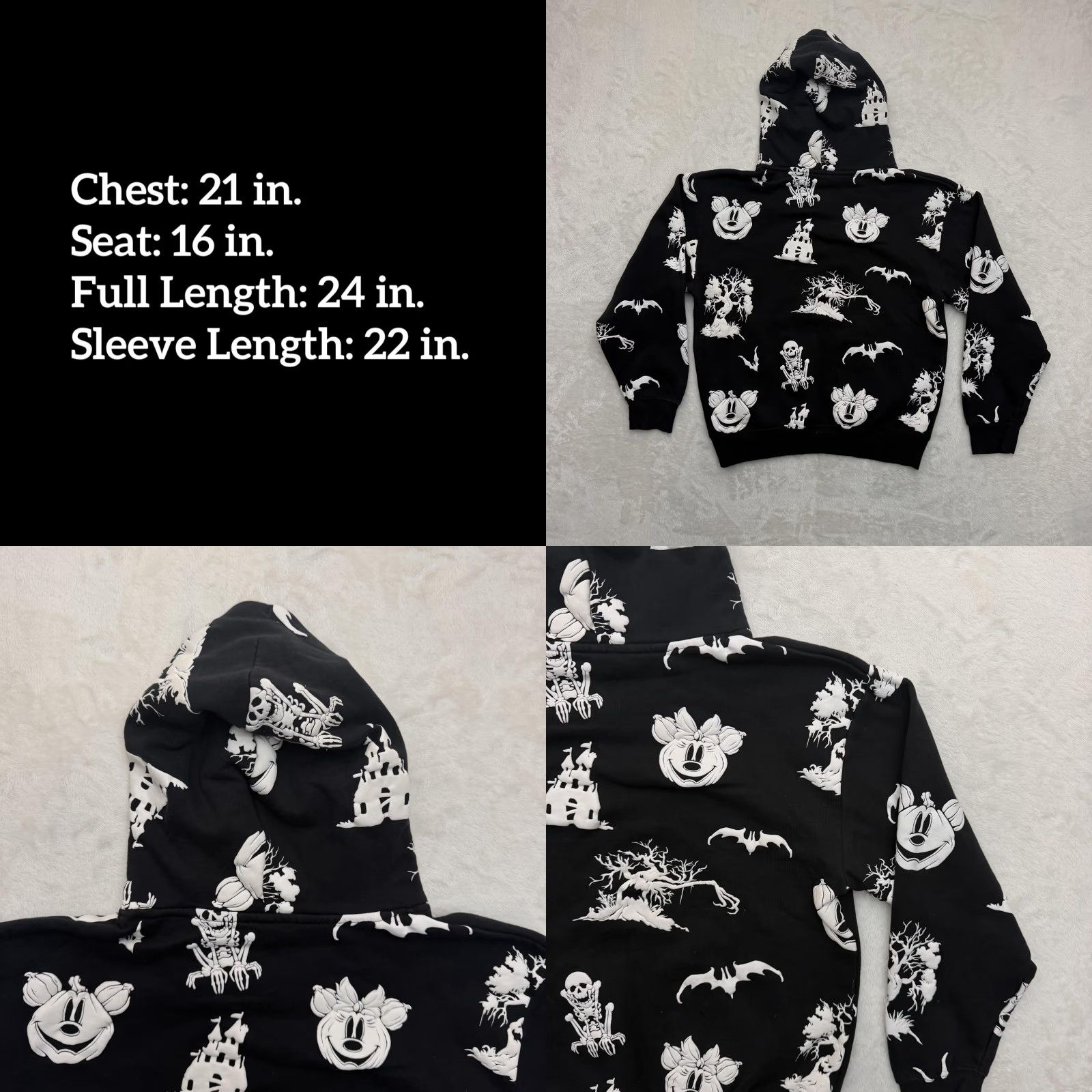 Disney Disney Mickey Minnie Hoodie Shirt Mens S Black Halloween Glow In The Dark Size US S / EU 44-46 / 1 - 8 Thumbnail
