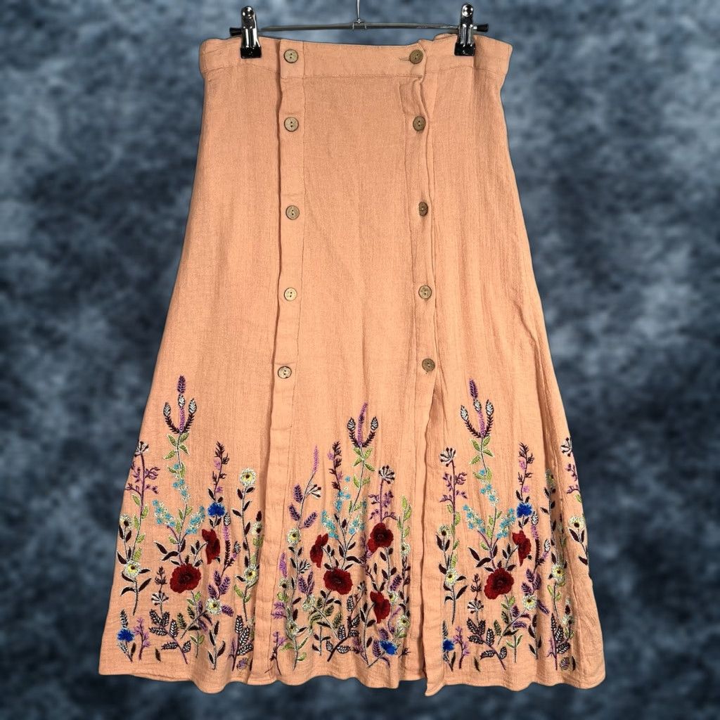 VINTAGE Free People Midi Skirt Womens Size Pink Floral