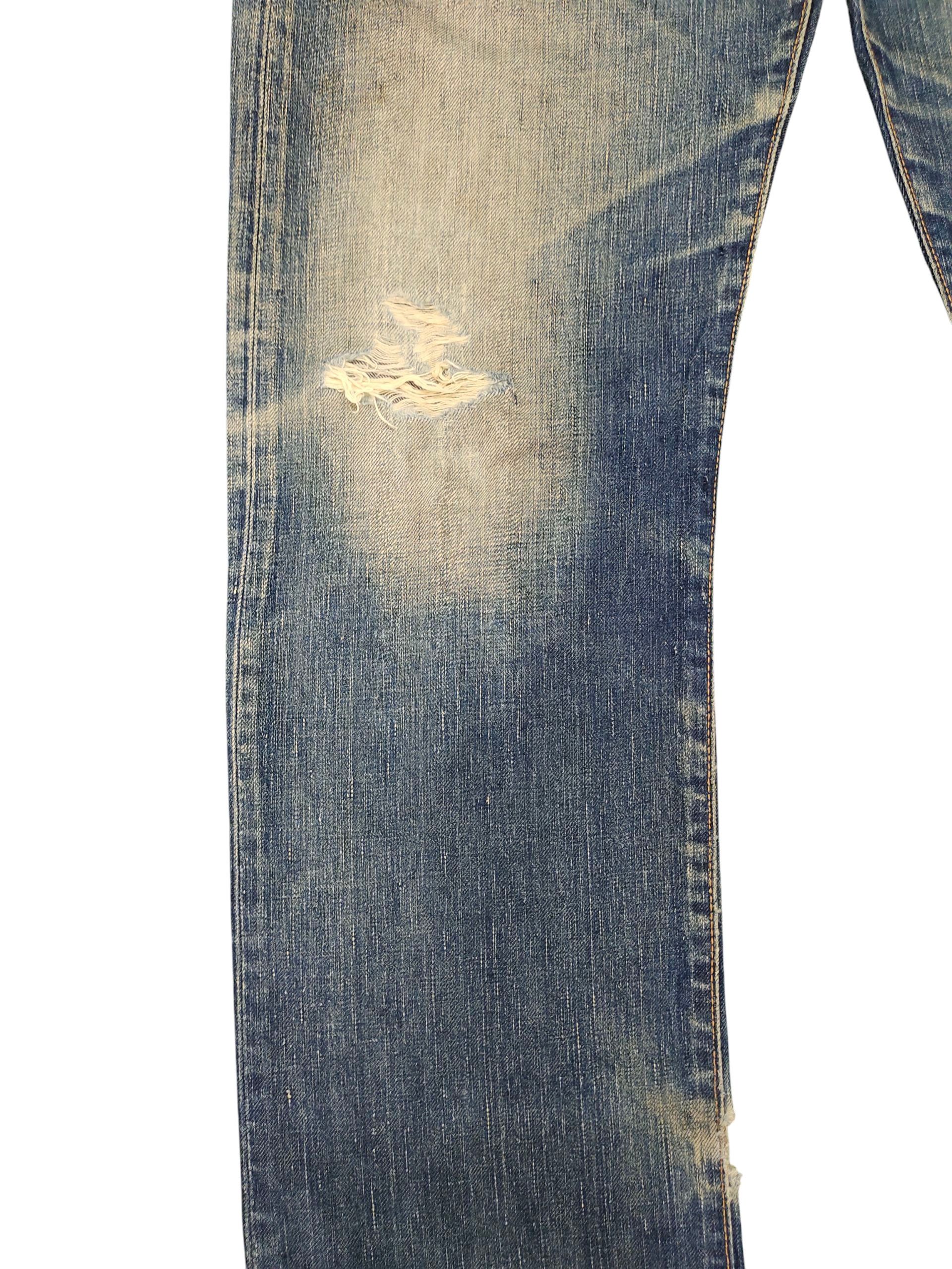 Kapital Vintage 90s Edwin 503R Regular Clawmark Distress Denim Jeans Size US 34 / EU 50 - 4 Thumbnail
