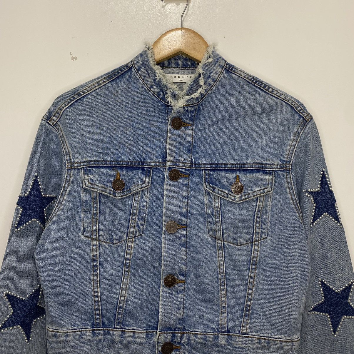 Sandro Sando Liverpool Short Star Denim Jacket Size XS / US 0-2 / IT 36-38 - 2 Thumbnail