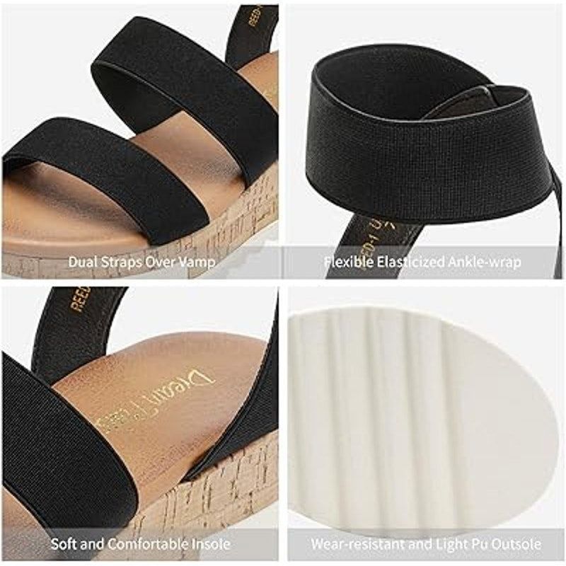Other Dream Pairs Womens Size 5.5 Black Elastic Strap 2.5" Platfor Size US 5.5 / IT 35.5 - 3 Thumbnail