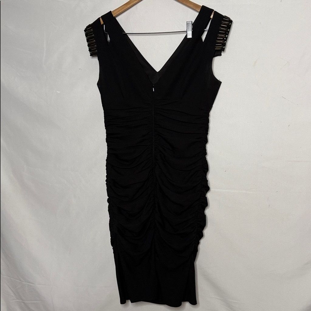 JS Collections petite Marianne black ruched studded dress 8