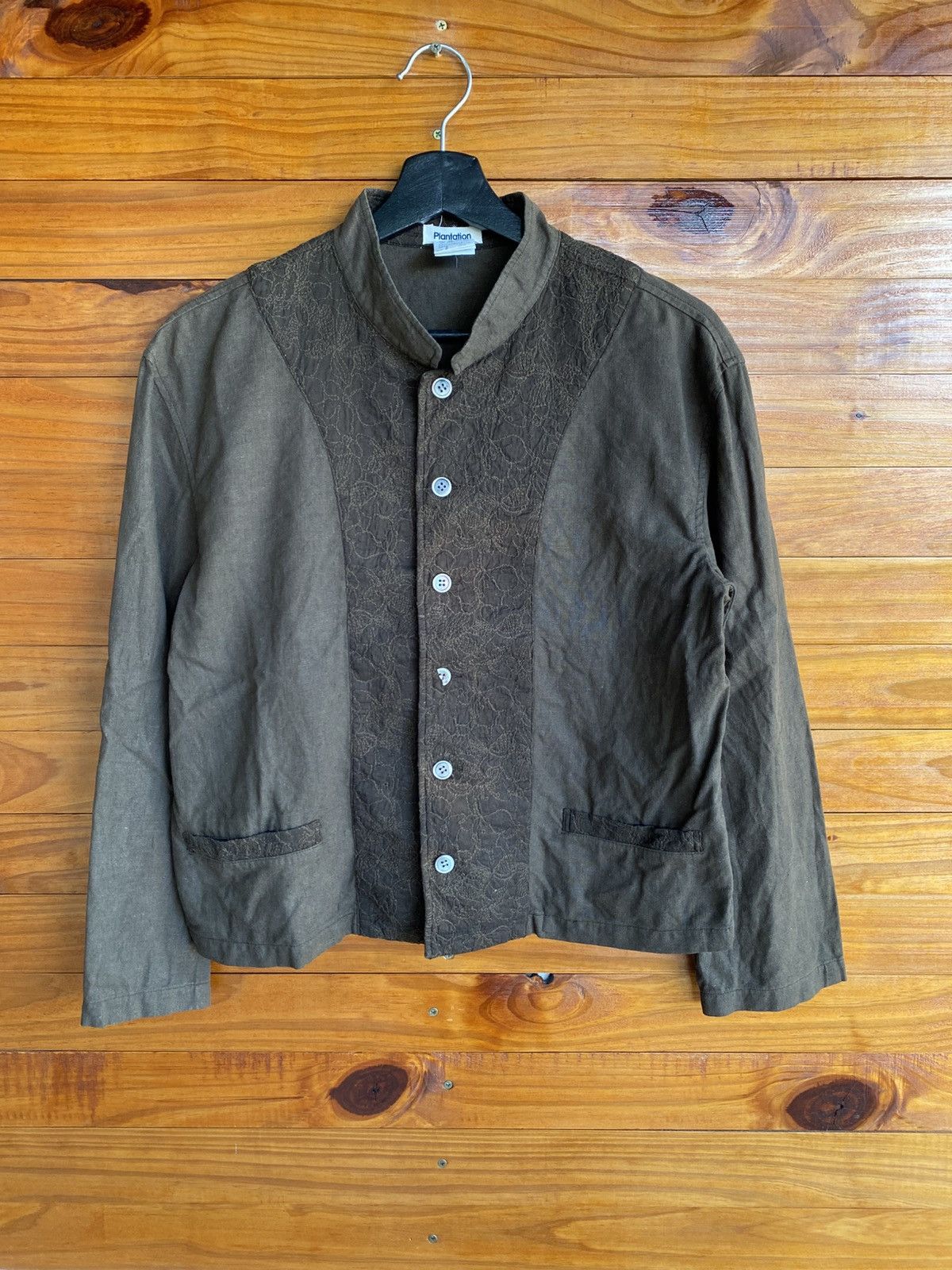 Issey Miyake Plantation Vintage Brown Embroidered Mandarin Collar Jacket Size M / US 6-8 / IT 42-44 - 3 Thumbnail