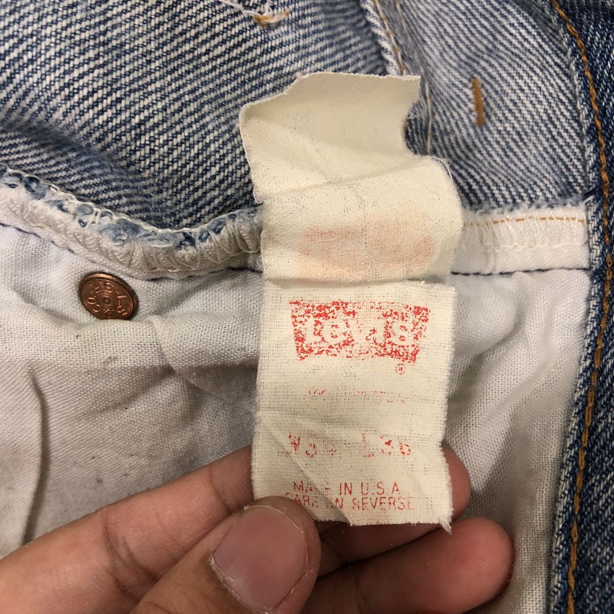 Levi's 🔥90’s Vintage Distressed Jeans Levi’s Made in USA Size US 34 / EU 50 - 17 Thumbnail