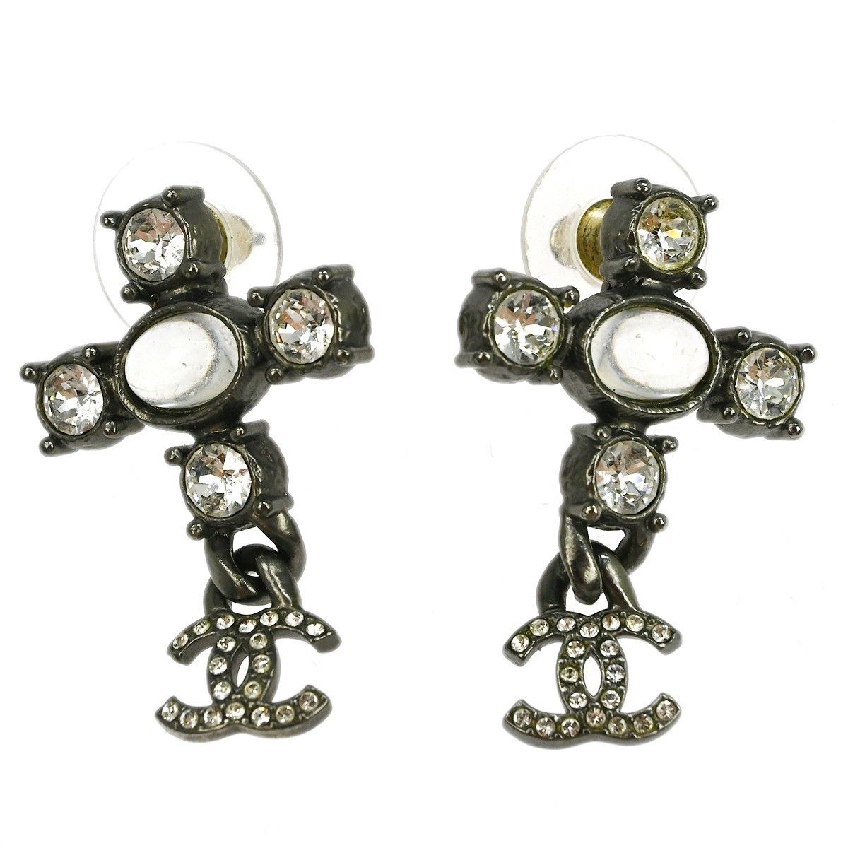 Chanel Chanel CC Dangle Earrings Metal with Crystals Size ONE SIZE - 1 Thumbnail