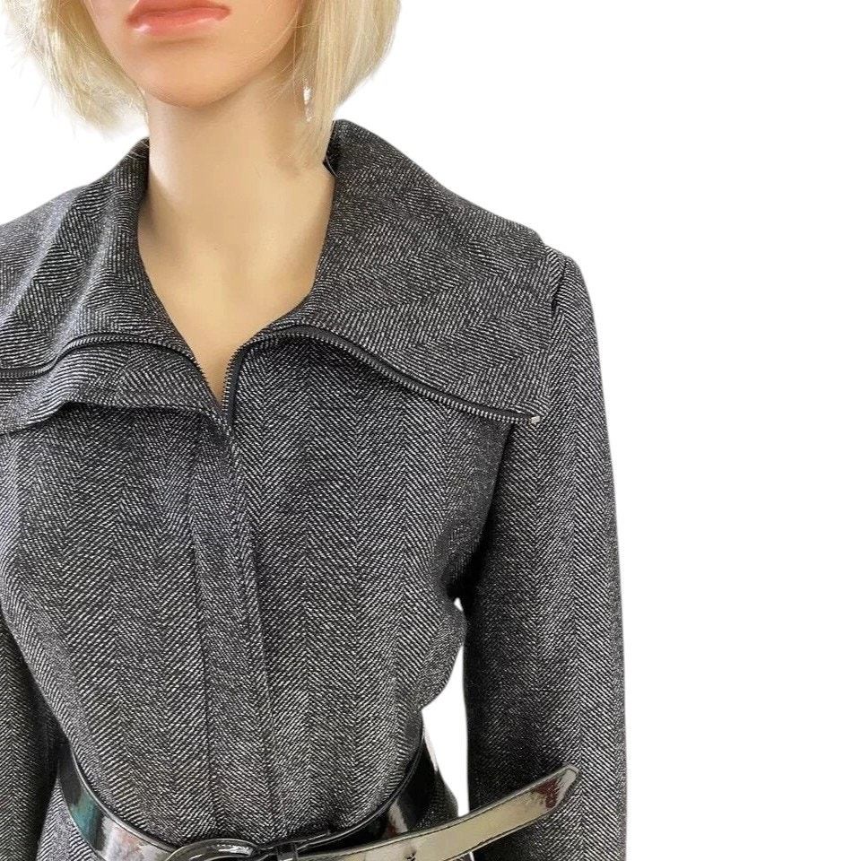Anne Klein Anne Klein AK Herringbone Jacket Full Zip Women's 8 Wool Size M / US 6-8 / IT 42-44 - 3 Thumbnail