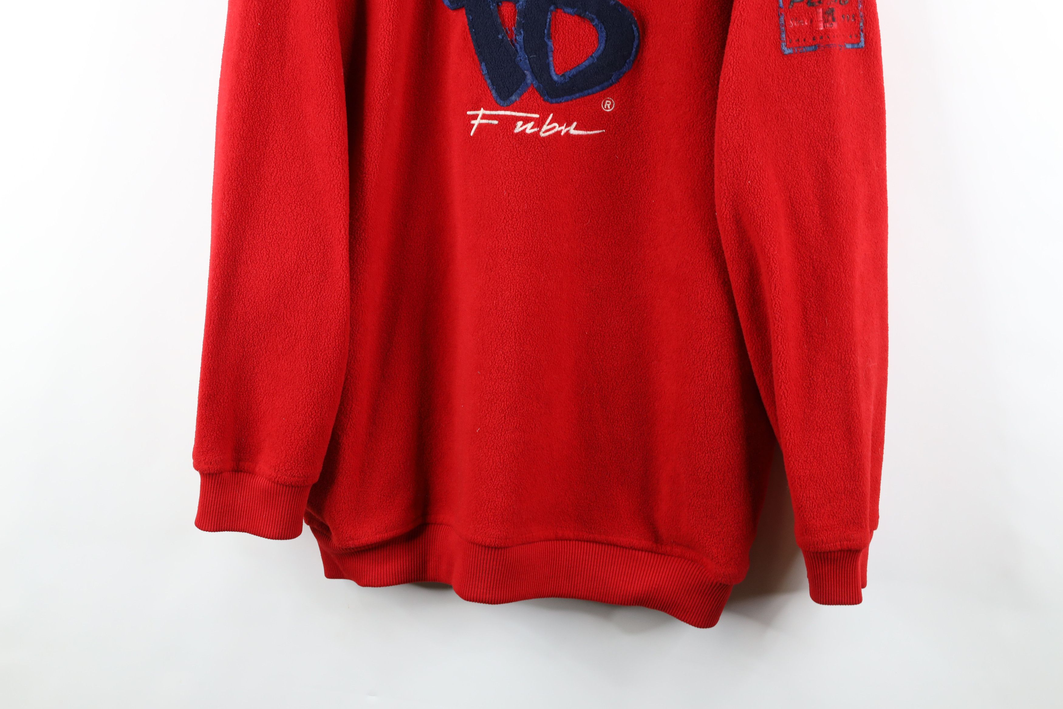 Fubu × Vintage Vintage 90s FUBU Spell Out Baggy Hip Hop Fleece Hoodie Red Size US S / EU 44-46 / 1 - 3 Thumbnail