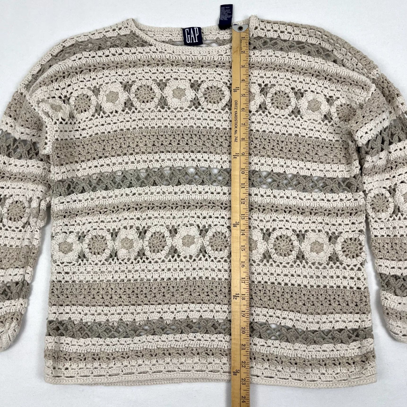 Gap GAP Sweater Womens Medium Silk Brown Crochet Earth Tone Cottagecore Granola Girl Size M / US 6-8 / IT 42-44 - 3 Thumbnail