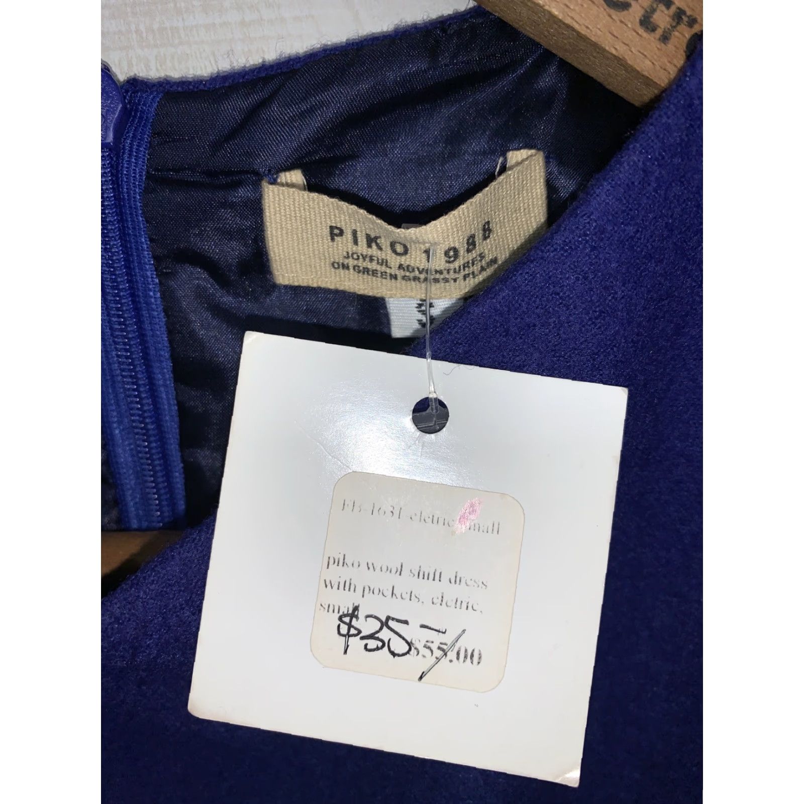 Vintage PIKO 1988 Wool Royal Blue Pocket Dress Womens SZ S NWT-3967 Size S / US 4 / IT 40 - 3 Thumbnail