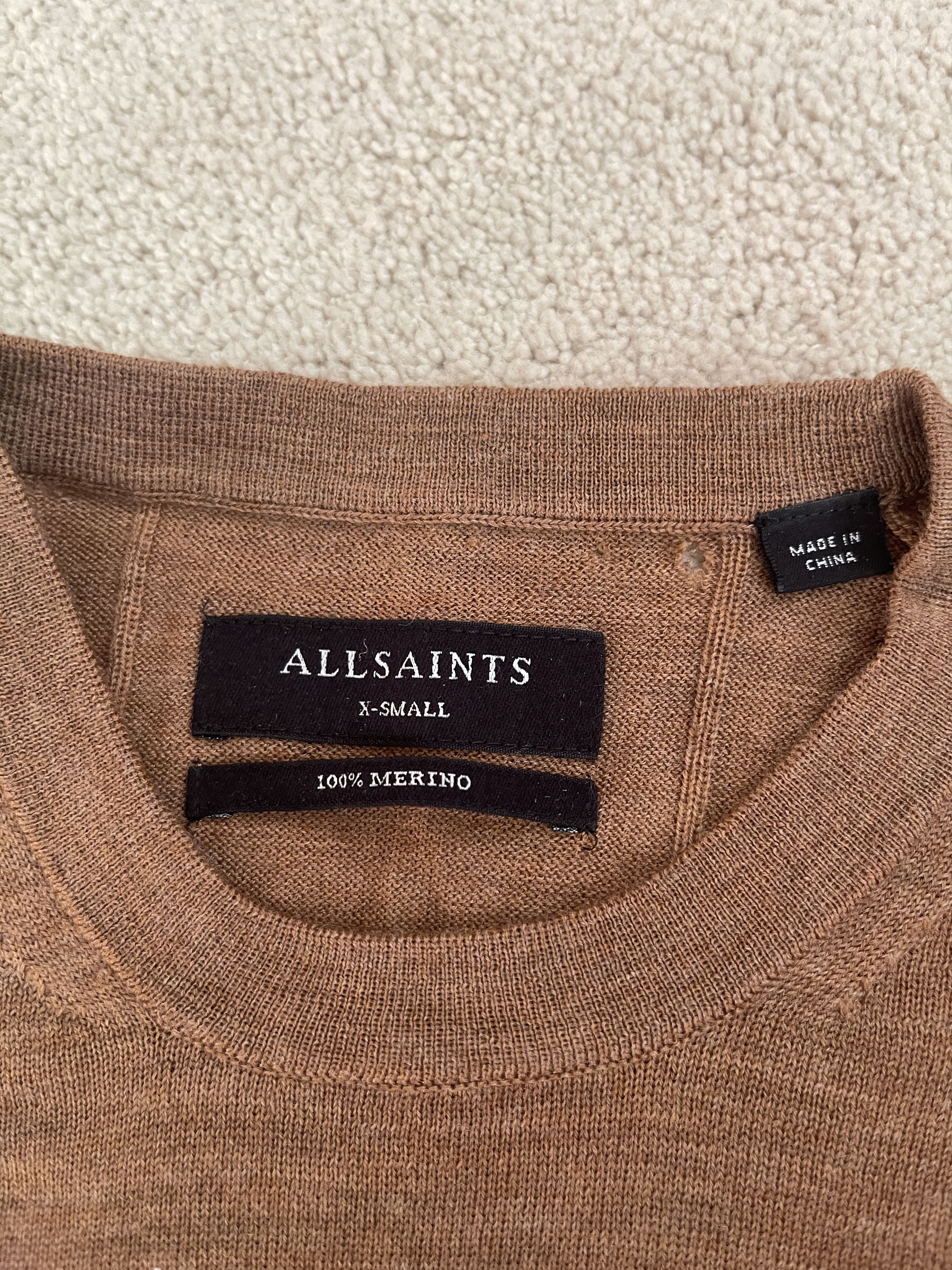 Allsaints All Saints Brown Merino Wool Long Sleeve XS Sweater Size US XS / EU 42 / 0 - 3 Thumbnail