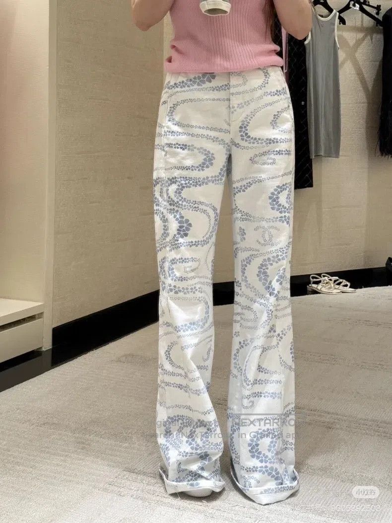 Chanel Chanel White printed jeans Size 25" / US 0 / IT 36 - 3 Thumbnail