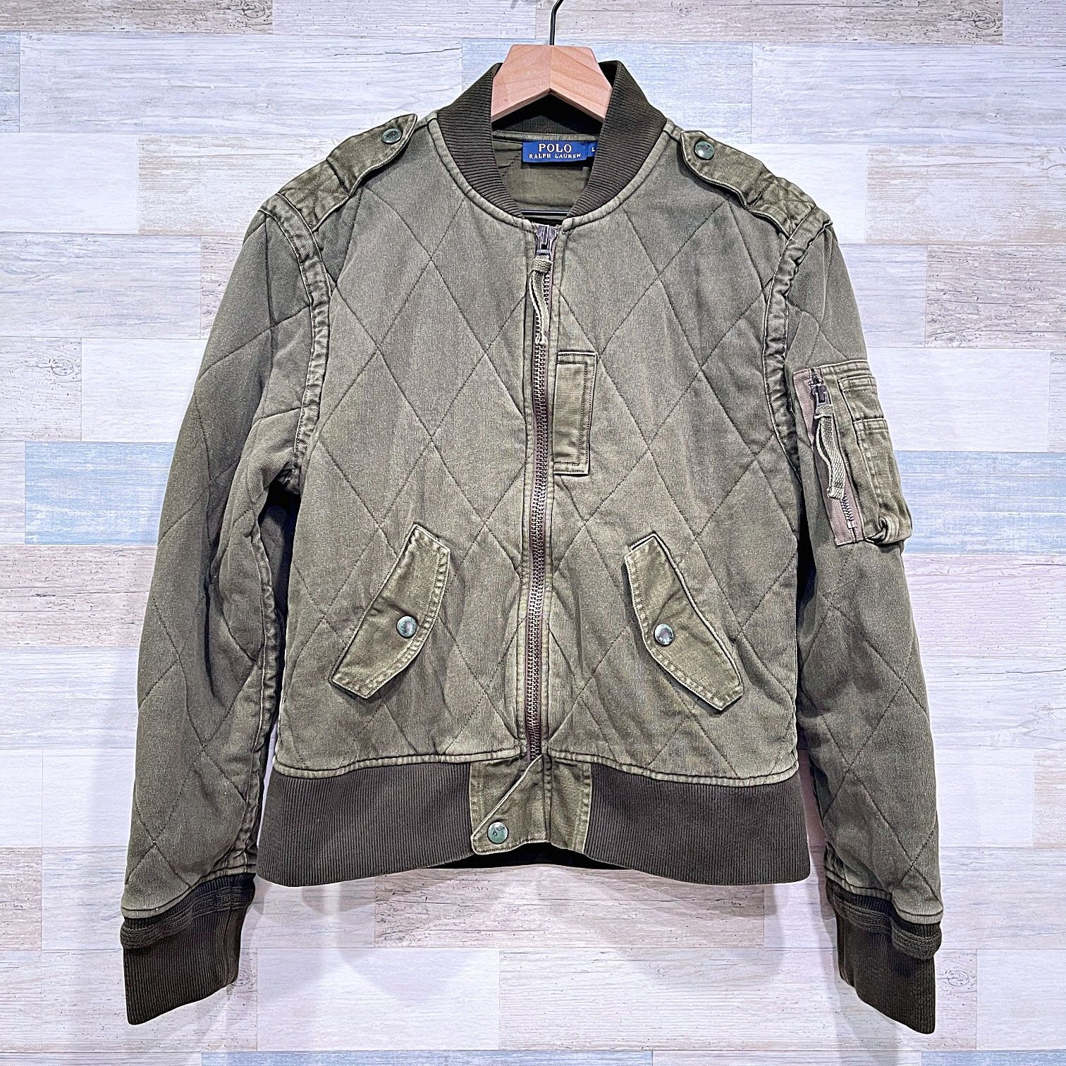 Polo Ralph Lauren POLO Ralph Lauren Quilt Flight Bomber Jacket Green Womens L Size L / US 10 / IT 46 - 1 Thumbnail