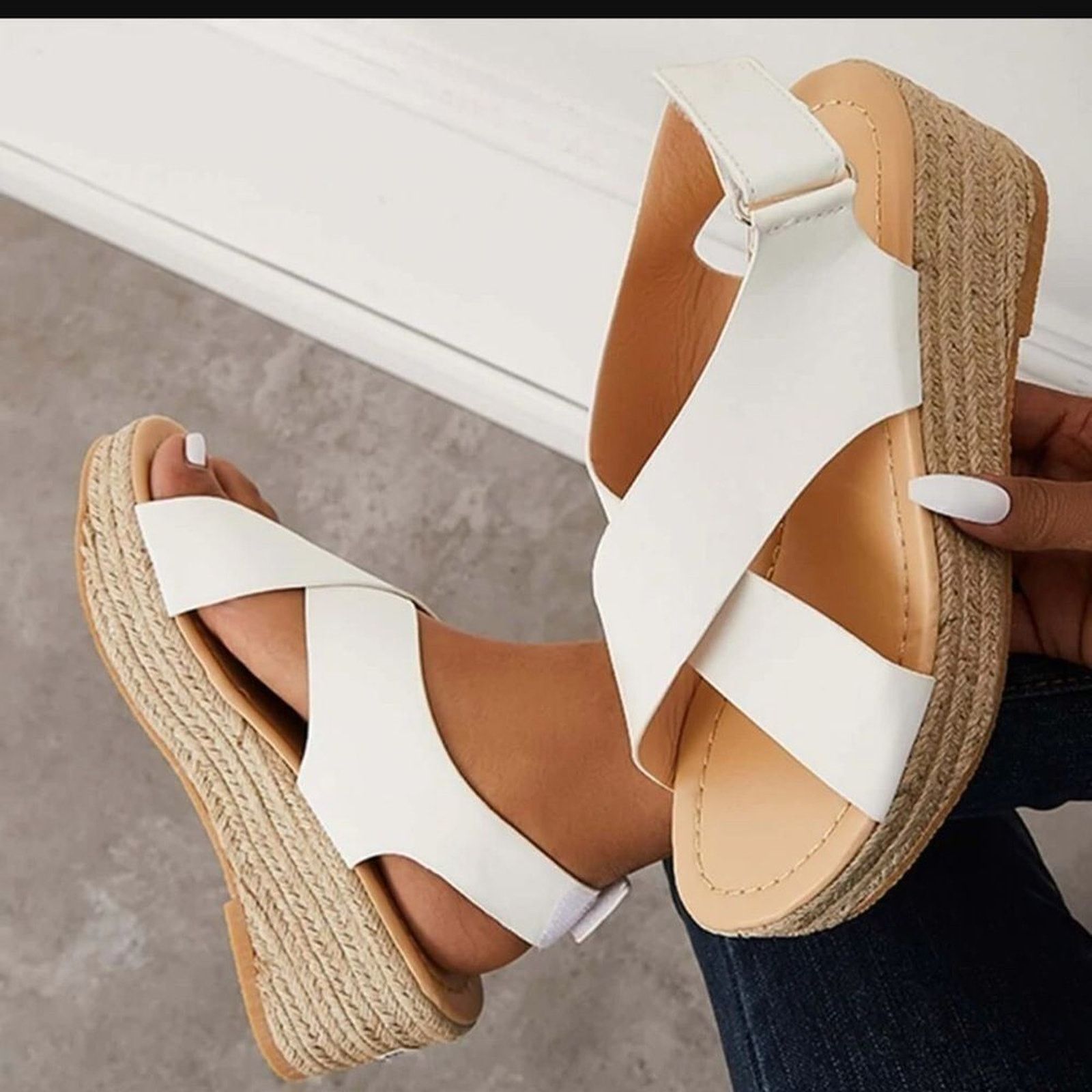 Other Lily White Criss Cross Espadrille Sandals sz 9 NEW #U-65 Size US 9 / IT 39 - 2 Thumbnail