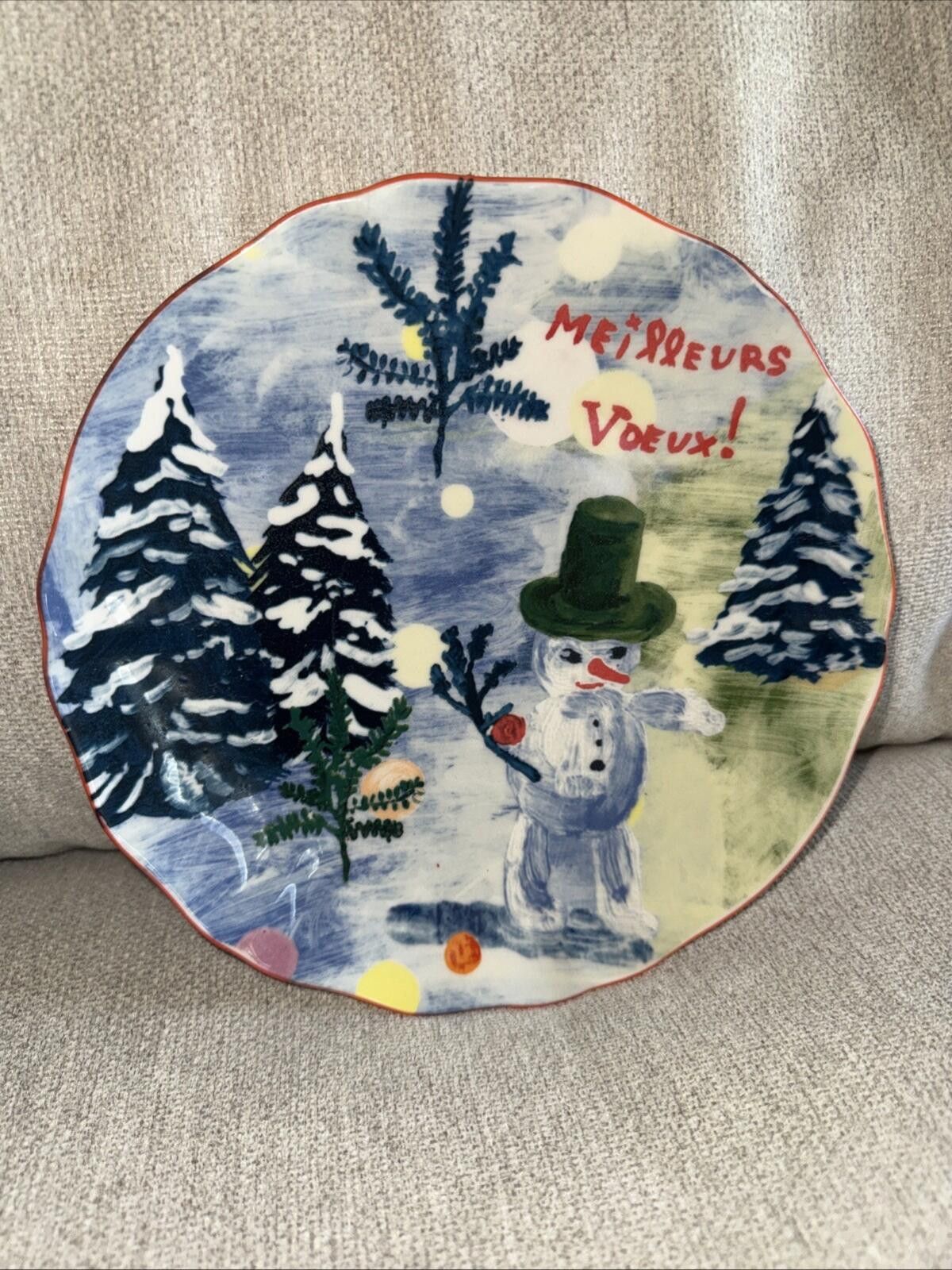 Other Anthropologie Nathalie Lete Salad Plate Snowman Christmas Size ONE SIZE - 2 Thumbnail