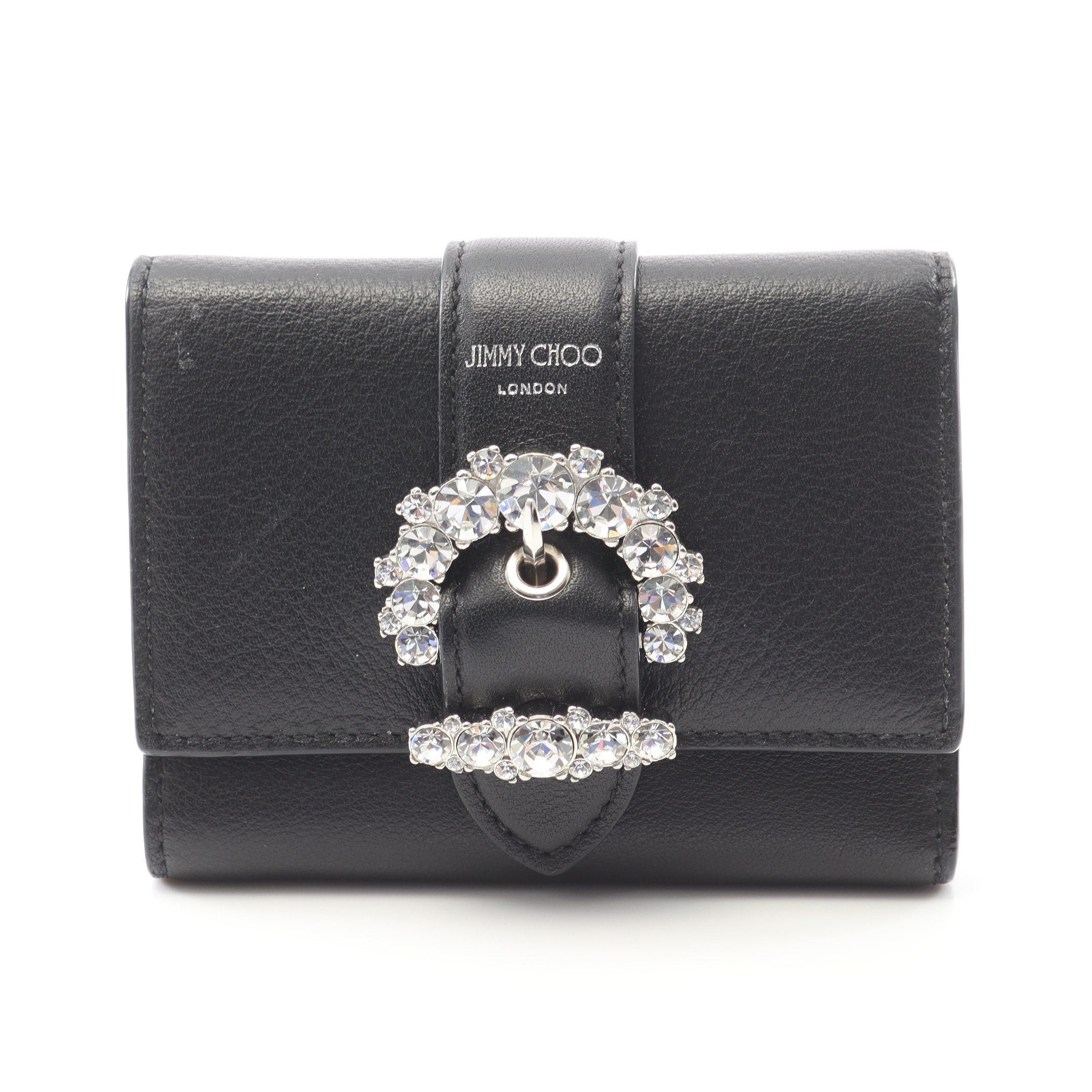 Jimmy Choo Jimmy Choo Cheri Crystal Trifold Wallet Leather Black Size ONE SIZE - 1 Thumbnail