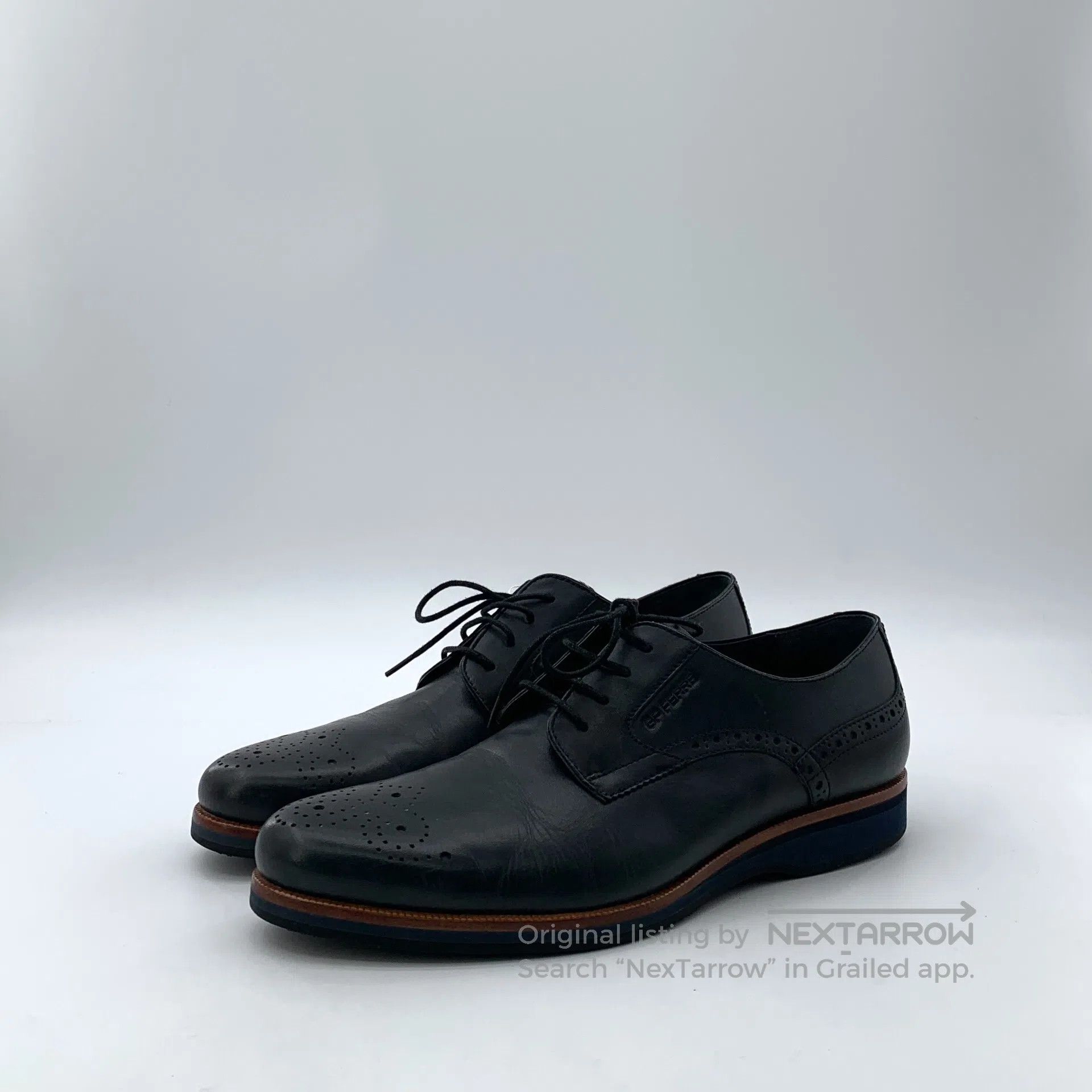 GF Ferre GF FERRE Black carved laced casual flat leather shoes| Size US 6 / EU 39 - 1 Thumbnail