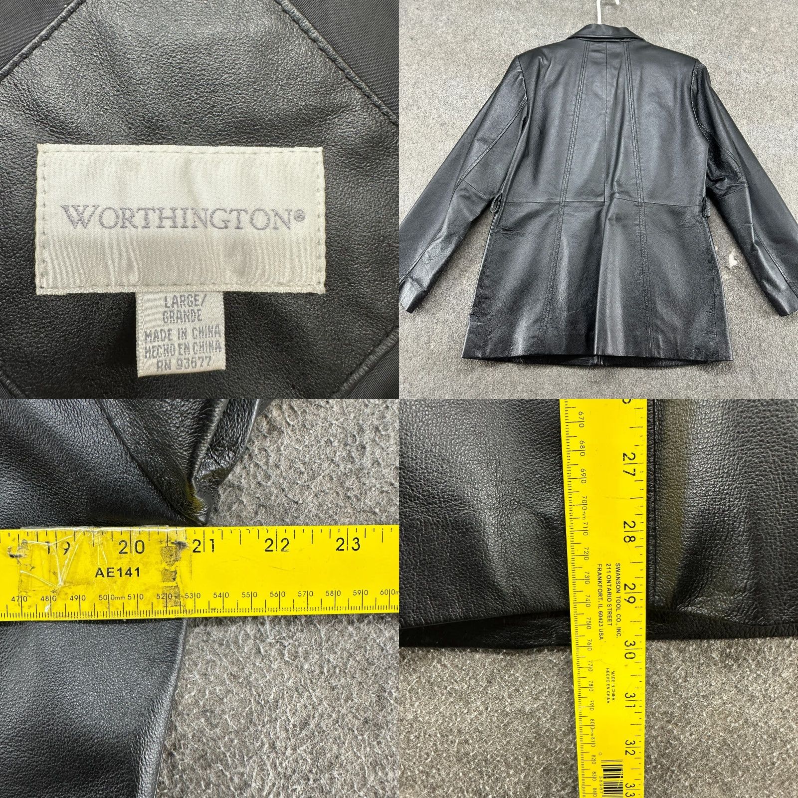 Worthington VINTAGE Worthington Jacket Women L Black Leather Full Zip 90s Pea Coat Regular Length Long Sleeve Zipper Lined Pockets Mens Women Girls Size L / US 10 / IT 46 - 9 Thumbnail