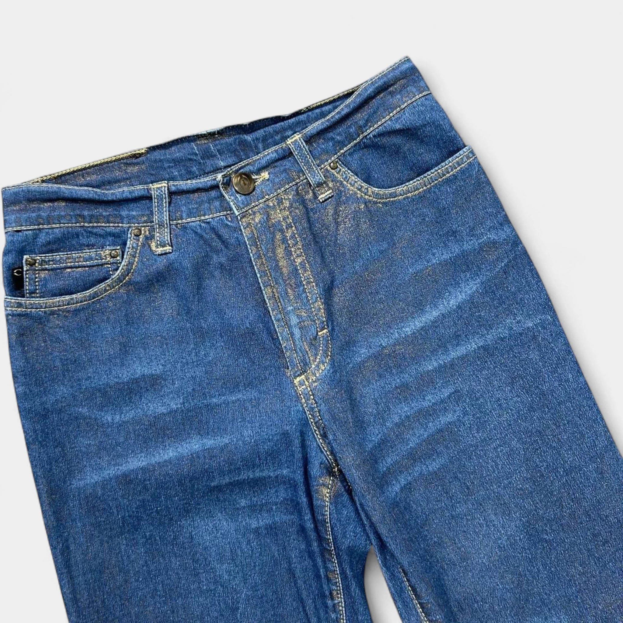Just Cavalli Just Cavalli Gold Flared Jeans Size 28" / US 6 / IT 42 - 2 Thumbnail